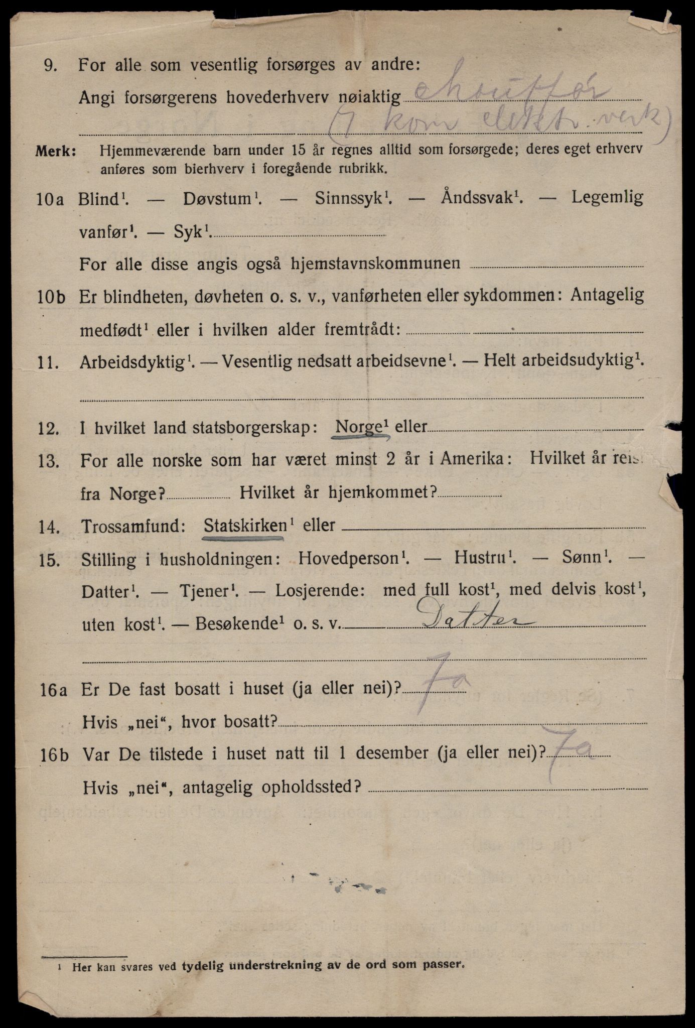 SAST, 1920 census for Stavanger, 1920, p. 86845