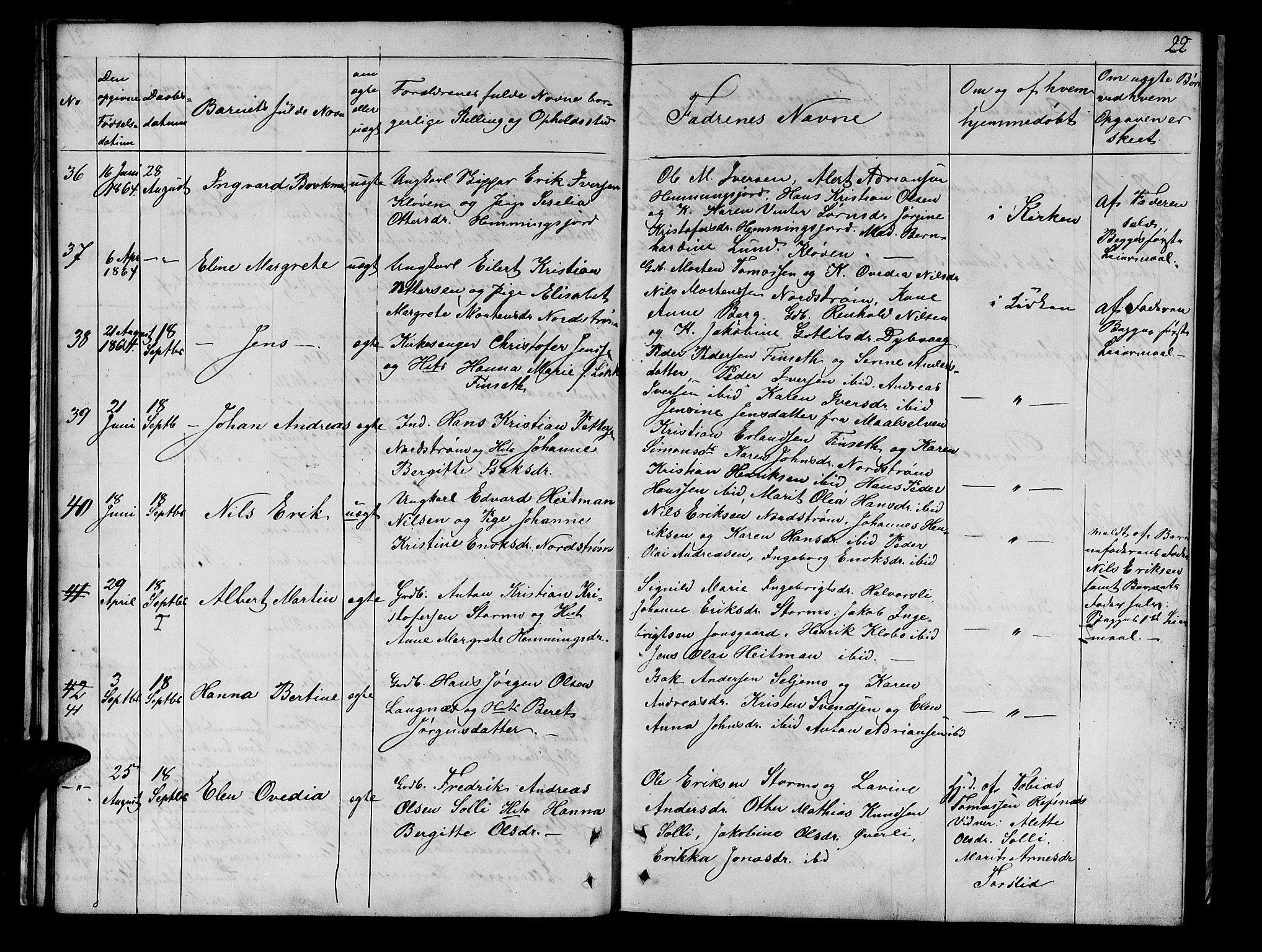 Tranøy sokneprestkontor, AV/SATØ-S-1313/I/Ia/Iab/L0021klokker: Parish register (copy) no. 21, 1861-1886, p. 22