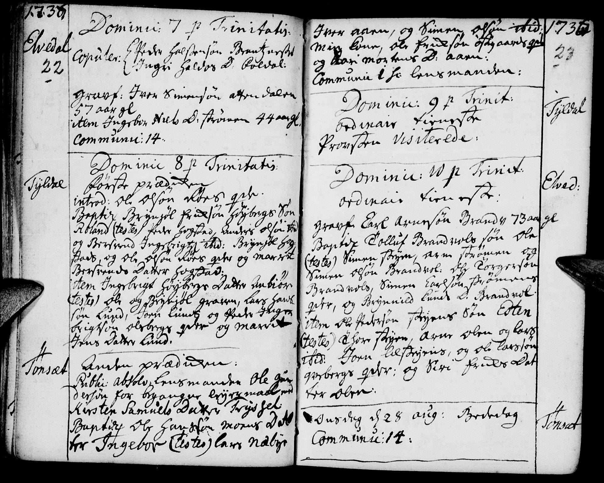 Tynset prestekontor, SAH/PREST-058/H/Ha/Haa/L0002: Parish register (official) no. 2, 1737-1767, p. 22-23