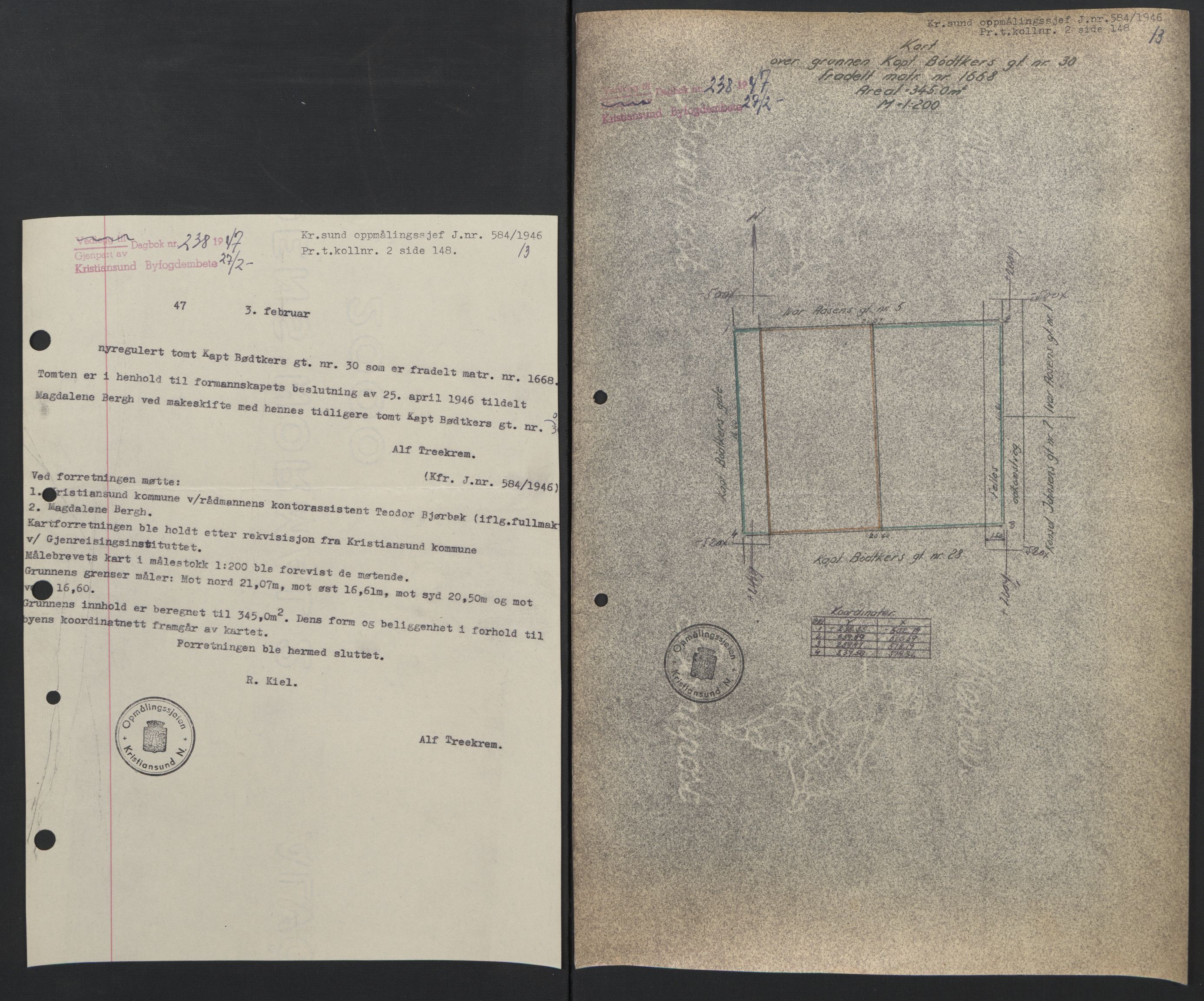 Kristiansund byfogd, AV/SAT-A-4587/A/27: Mortgage book no. 42, 1947-1950, Diary no: : 238/1947