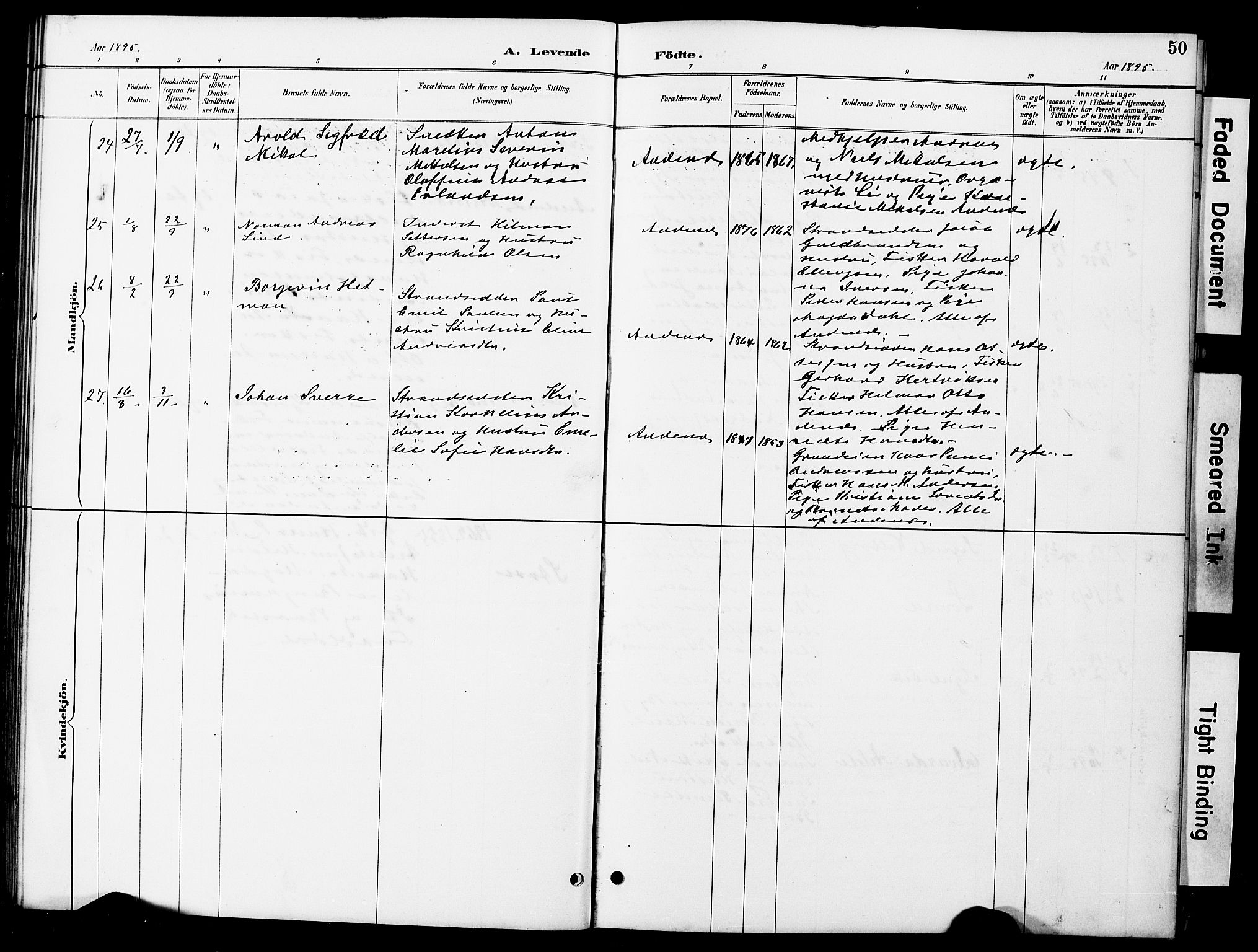 Ministerialprotokoller, klokkerbøker og fødselsregistre - Nordland, AV/SAT-A-1459/899/L1448: Parish register (copy) no. 899C03, 1887-1902, p. 50