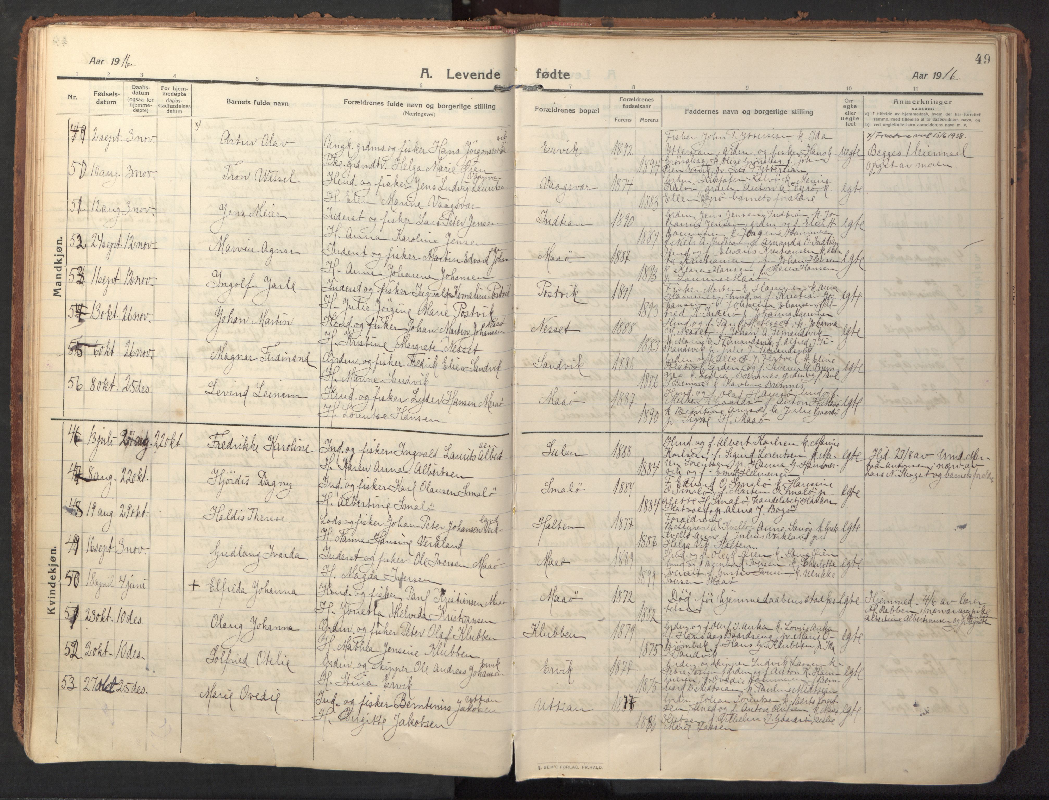 Ministerialprotokoller, klokkerbøker og fødselsregistre - Sør-Trøndelag, SAT/A-1456/640/L0581: Parish register (official) no. 640A06, 1910-1924, p. 49