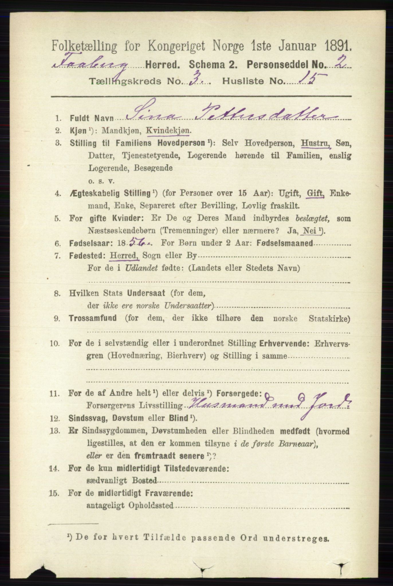 RA, 1891 census for 0524 Fåberg, 1891, p. 939