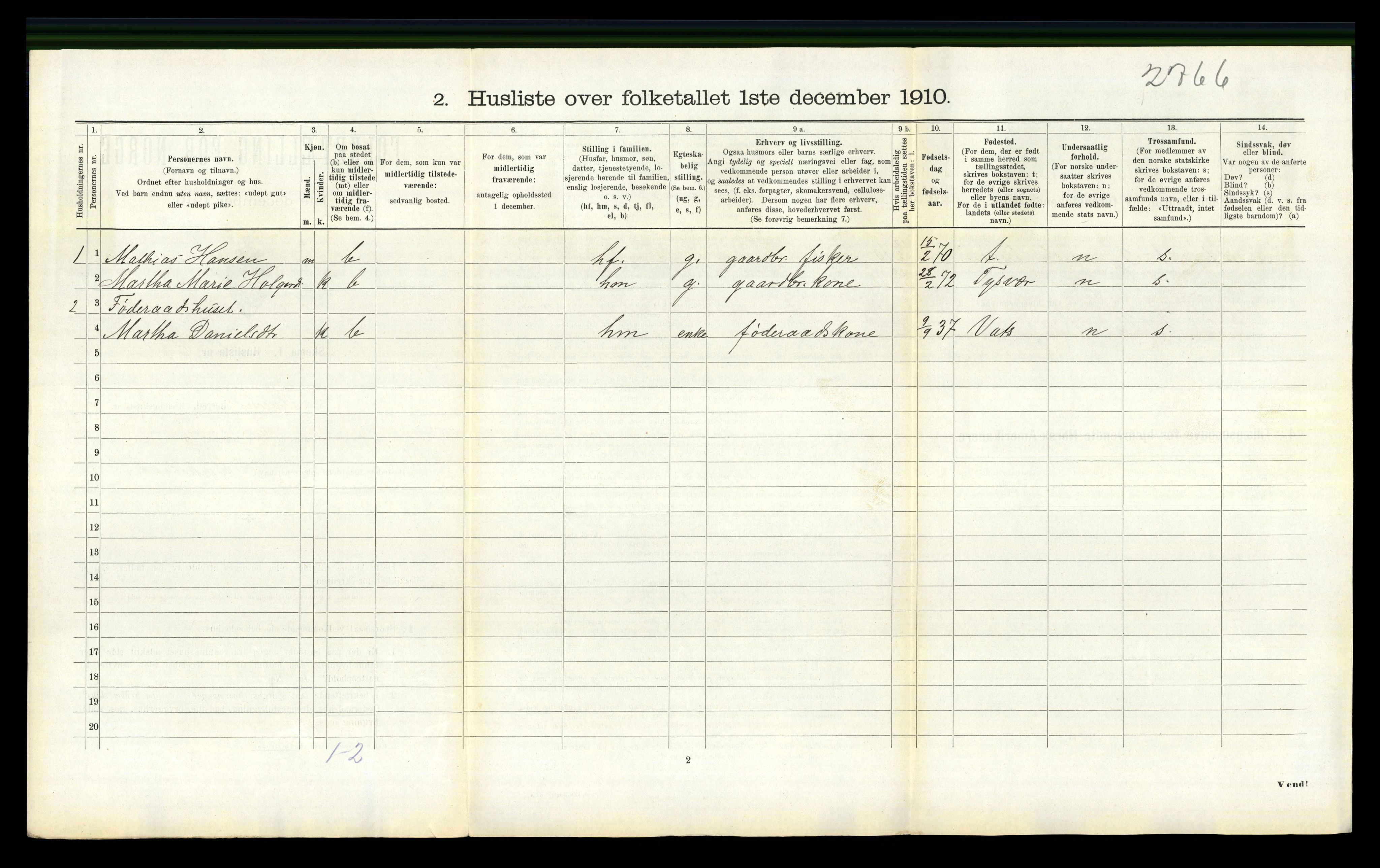 RA, 1910 census for Sveio, 1910, p. 411