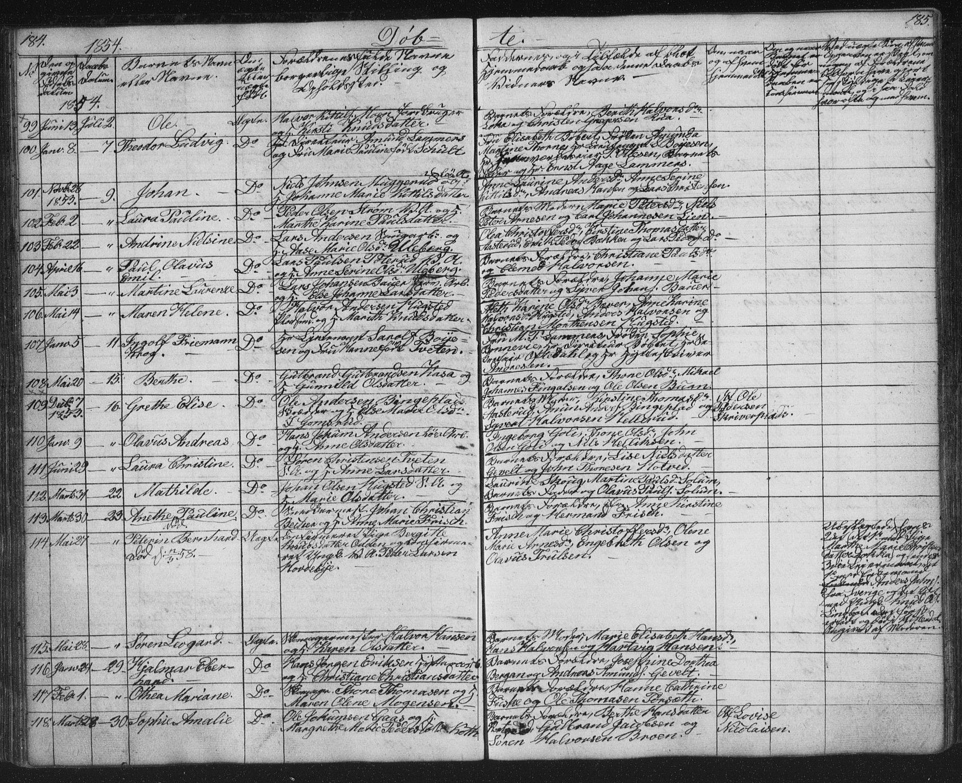 Kongsberg kirkebøker, SAKO/A-22/G/Ga/L0002: Parish register (copy) no. 2, 1839-1858, p. 184-185
