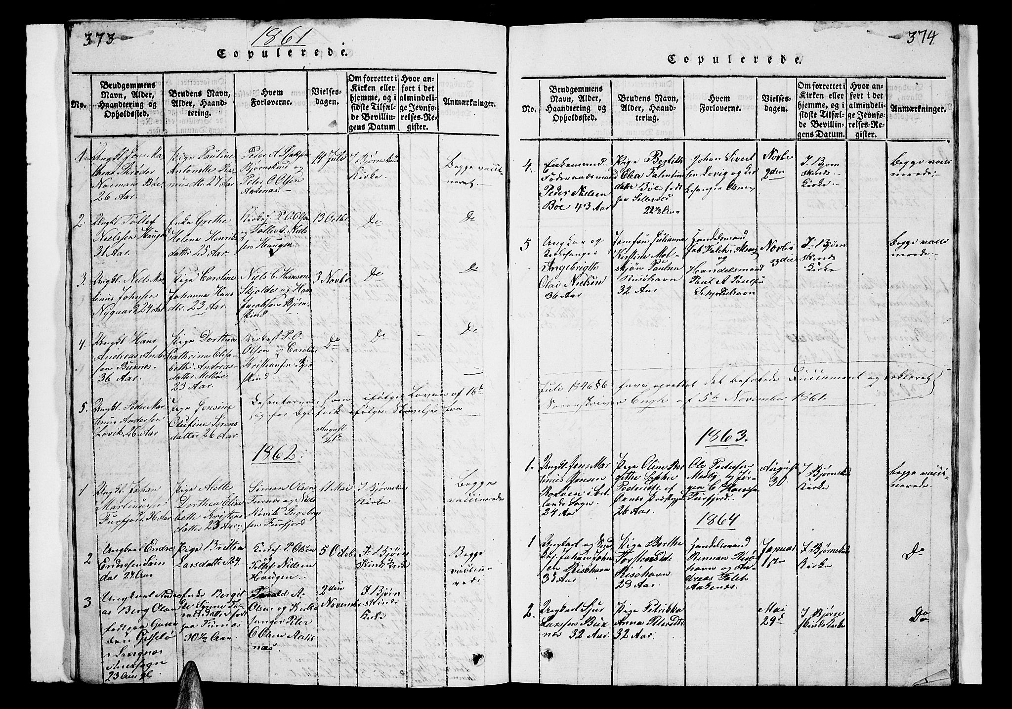 Ministerialprotokoller, klokkerbøker og fødselsregistre - Nordland, SAT/A-1459/899/L1446: Parish register (copy) no. 899C01, 1820-1868, p. 373-374