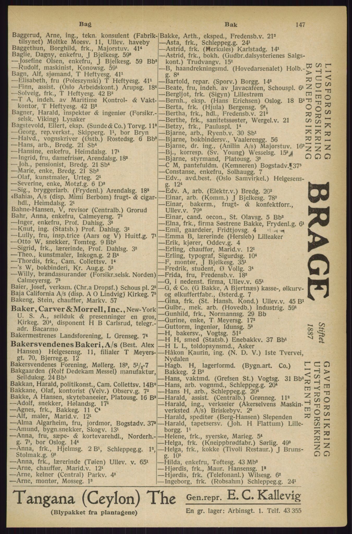 Kristiania/Oslo adressebok, PUBL/-, 1927, p. 147