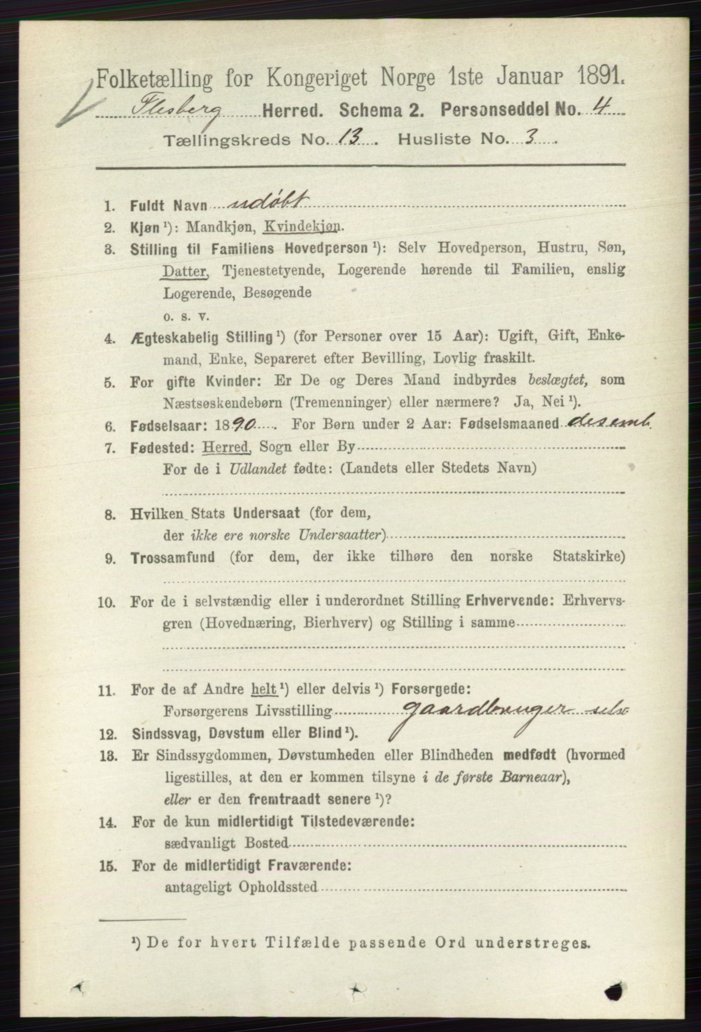 RA, 1891 census for 0631 Flesberg, 1891, p. 2235
