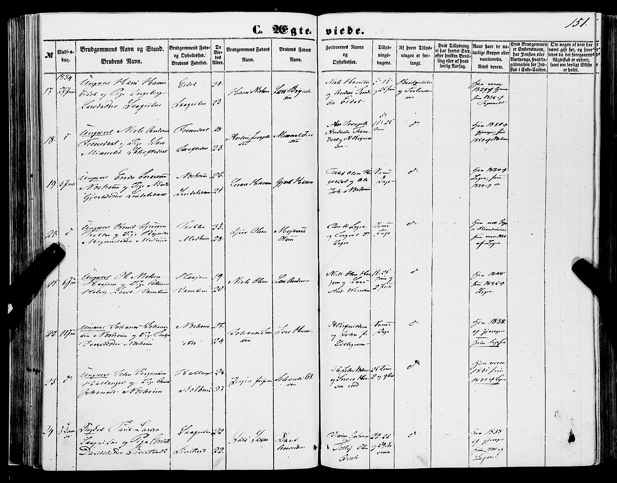 Ulvik sokneprestembete, AV/SAB-A-78801/H/Haa: Parish register (official) no. A 13, 1853-1863, p. 151