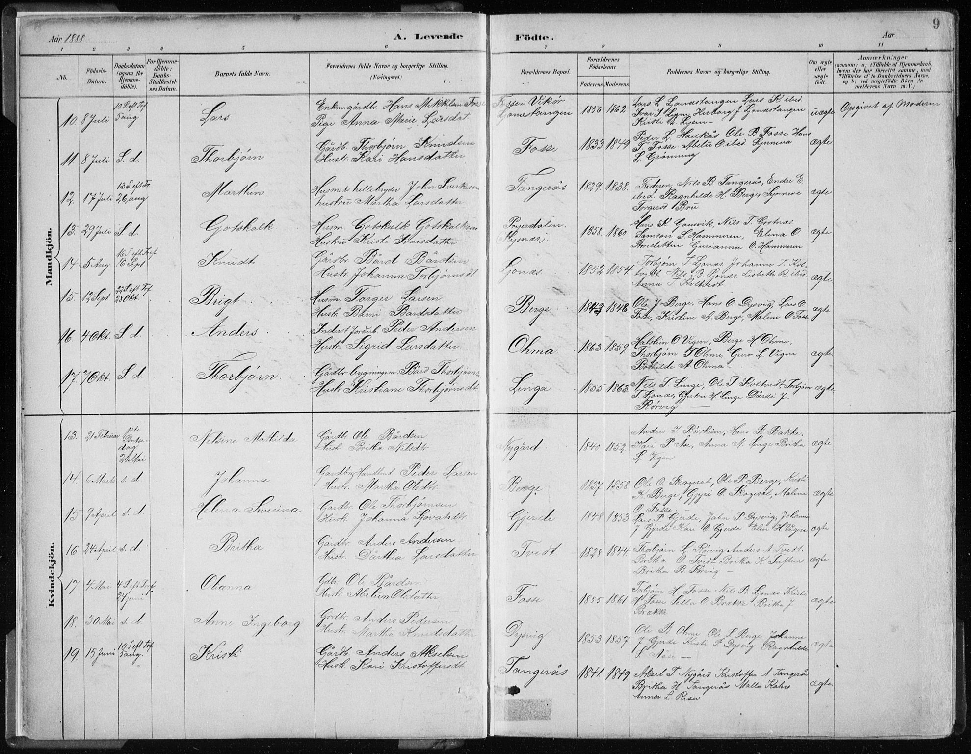 Strandebarm sokneprestembete, AV/SAB-A-78401/H/Haa: Parish register (official) no. B  1, 1886-1908, p. 9