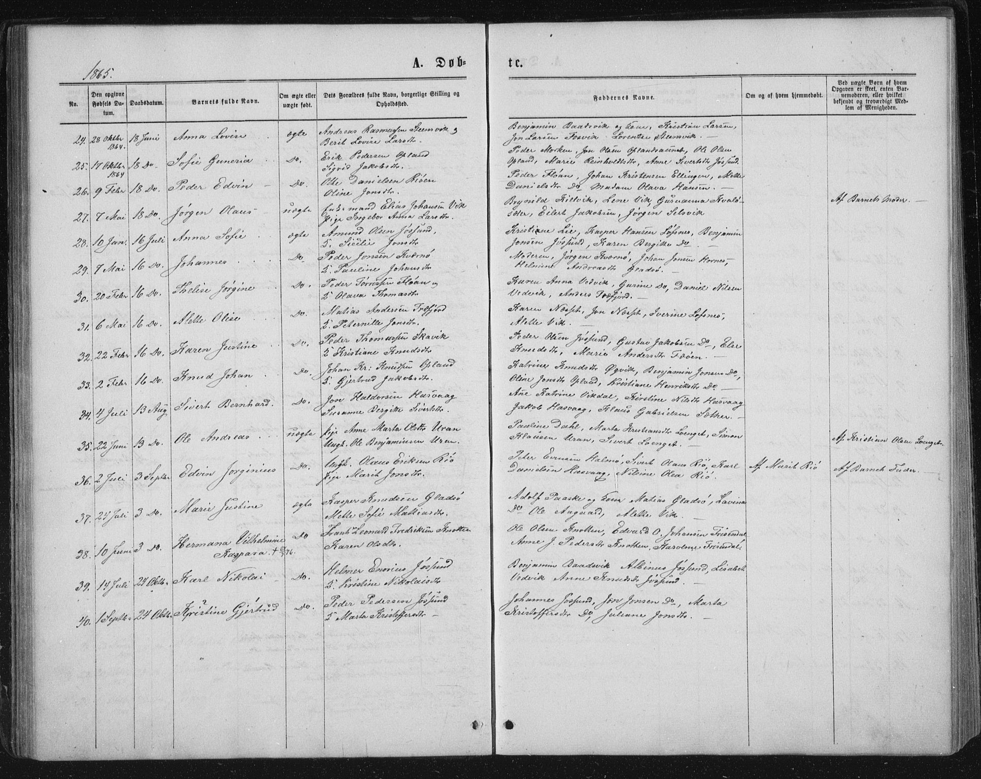 Ministerialprotokoller, klokkerbøker og fødselsregistre - Nord-Trøndelag, AV/SAT-A-1458/771/L0595: Parish register (official) no. 771A02, 1840-1869