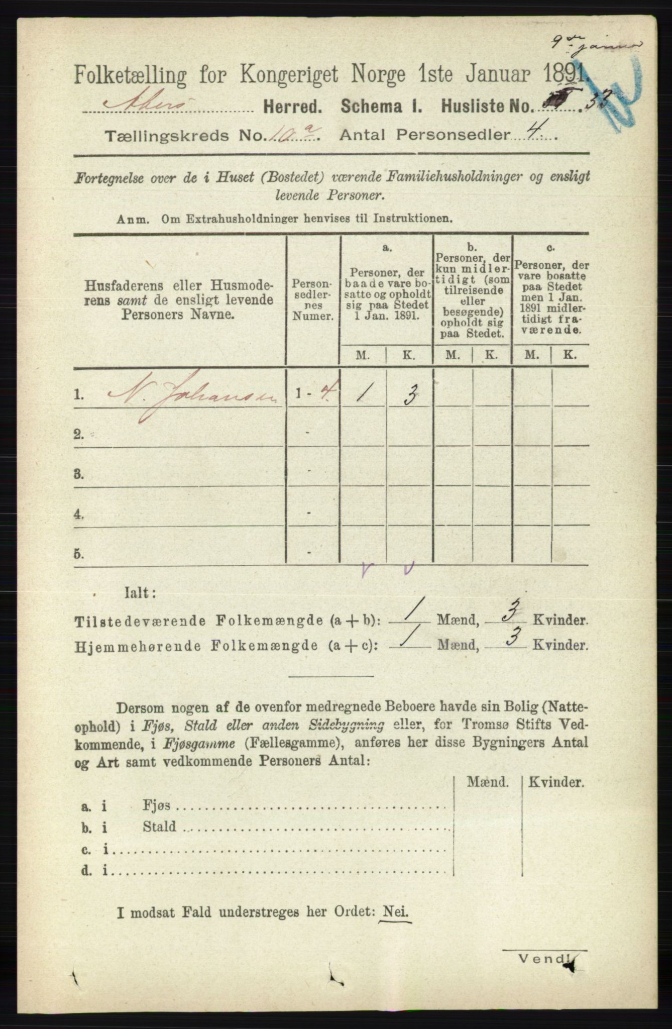 RA, 1891 census for 0218 Aker, 1891, p. 8840
