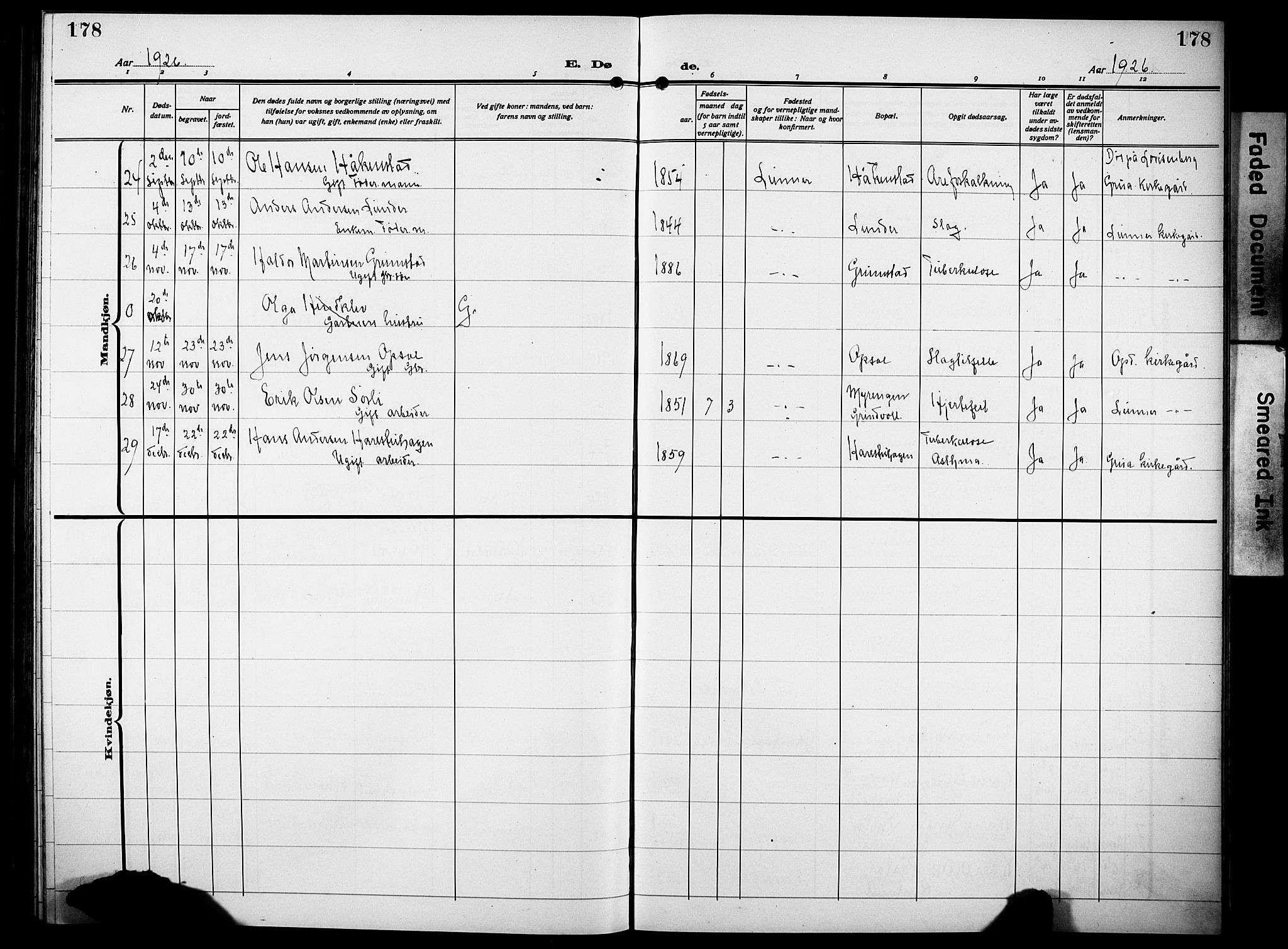 Lunner prestekontor, SAH/PREST-118/H/Ha/Hab/L0002: Parish register (copy) no. 2, 1923-1933, p. 178