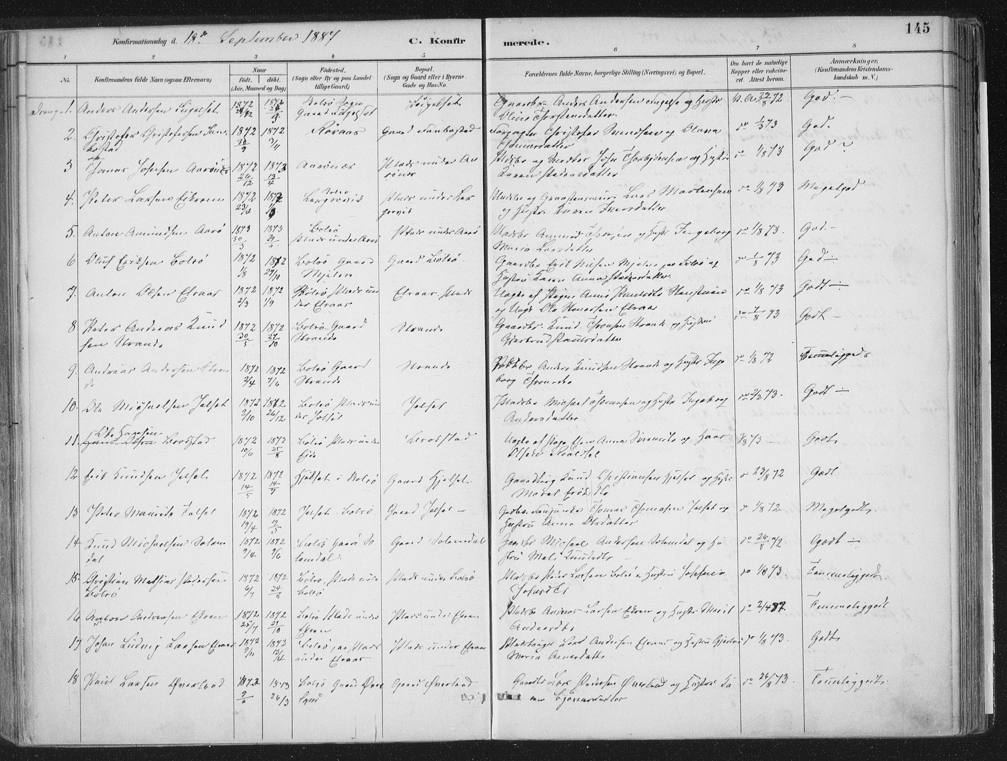 Ministerialprotokoller, klokkerbøker og fødselsregistre - Møre og Romsdal, SAT/A-1454/555/L0658: Parish register (official) no. 555A09, 1887-1917, p. 145