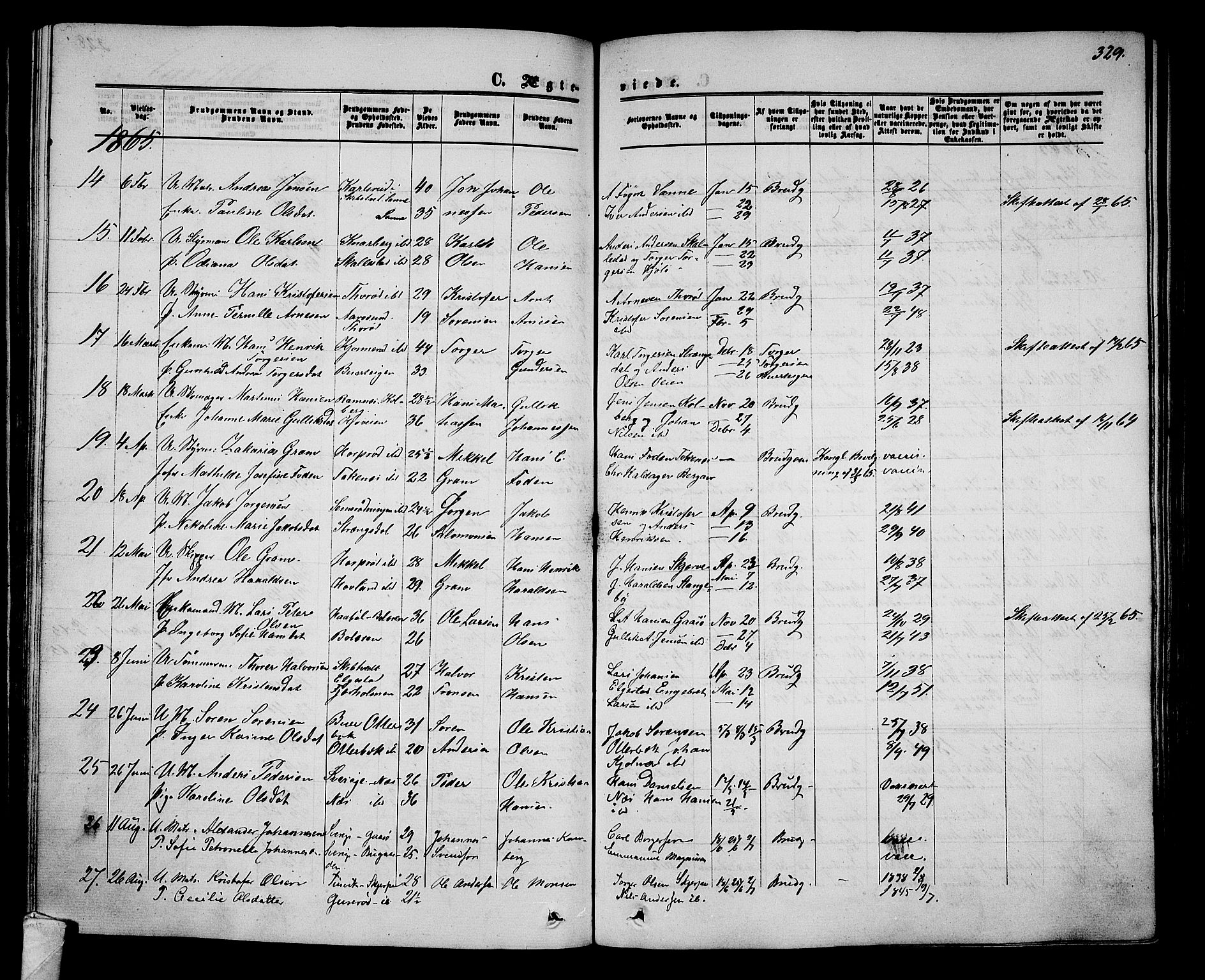 Nøtterøy kirkebøker, AV/SAKO-A-354/G/Ga/L0002: Parish register (copy) no. I 2, 1860-1877, p. 329