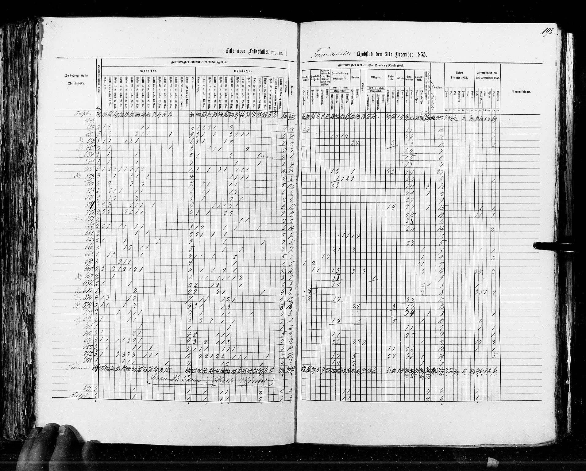 RA, Census 1855, vol. 7: Fredrikshald-Kragerø, 1855, p. 198