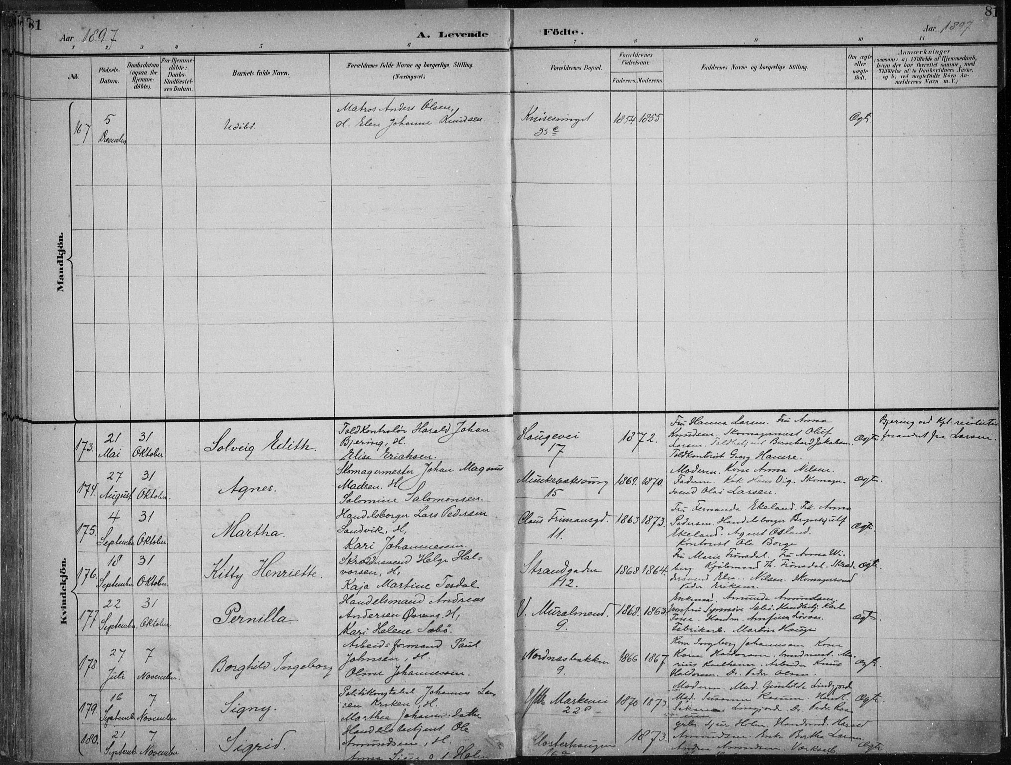 Nykirken Sokneprestembete, SAB/A-77101/H/Haa/L0018: Parish register (official) no. B 6, 1895-1903, p. 81