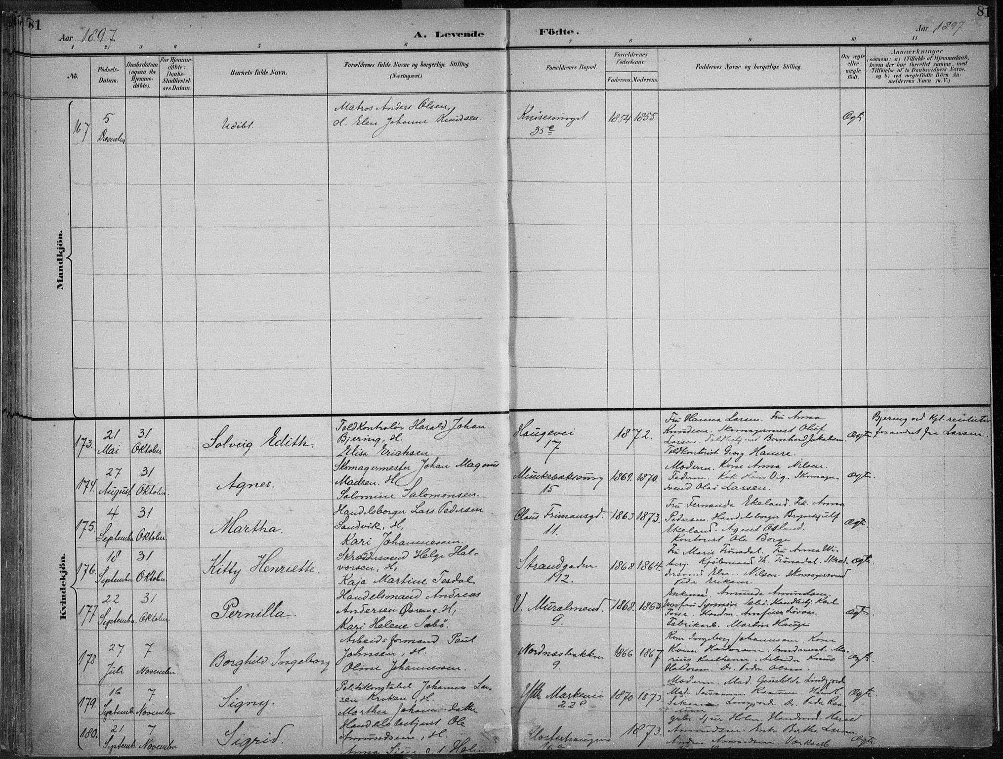 Nykirken Sokneprestembete, AV/SAB-A-77101/H/Haa/L0018: Parish register (official) no. B 6, 1895-1903, p. 81