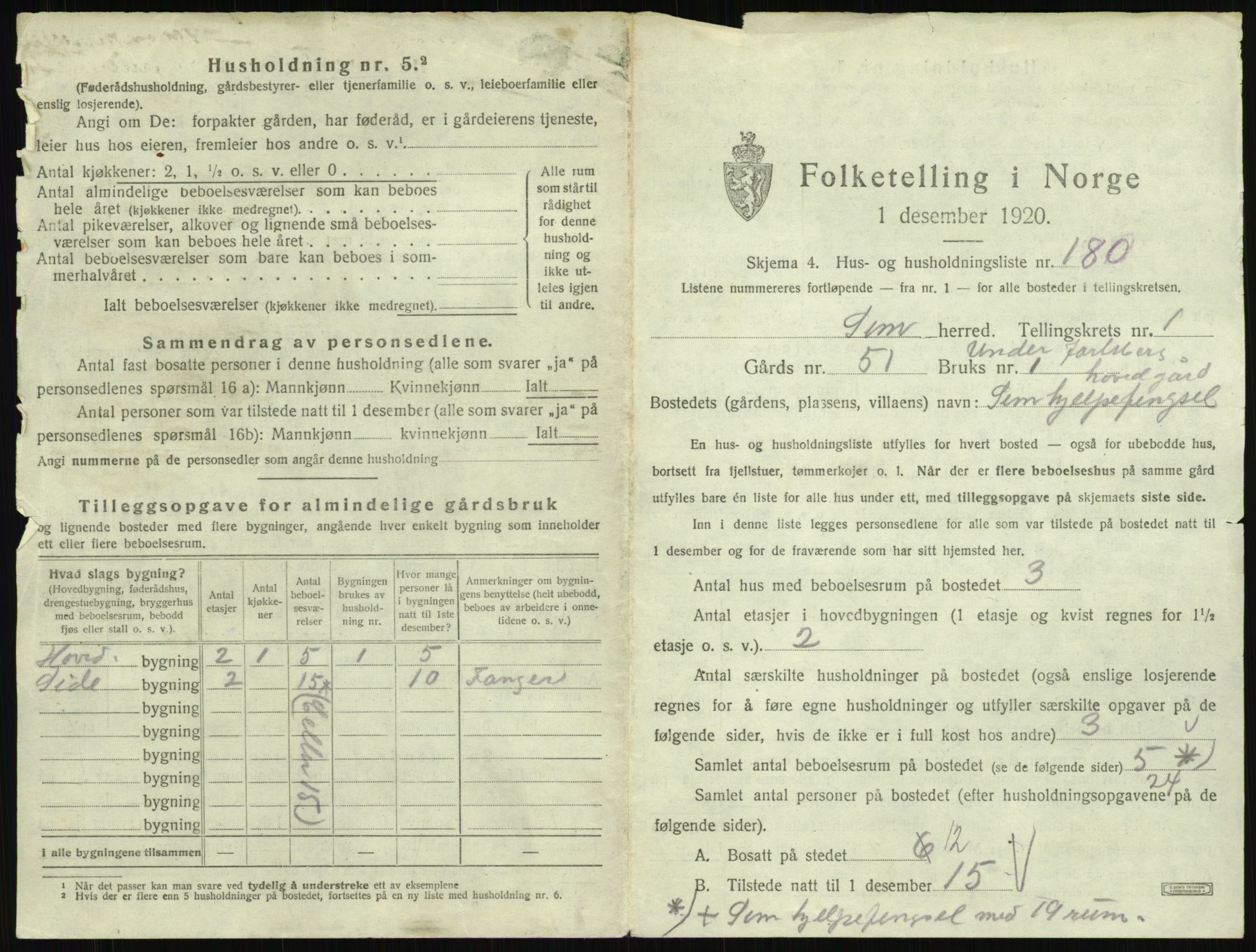 SAKO, 1920 census for Sem, 1920, p. 432