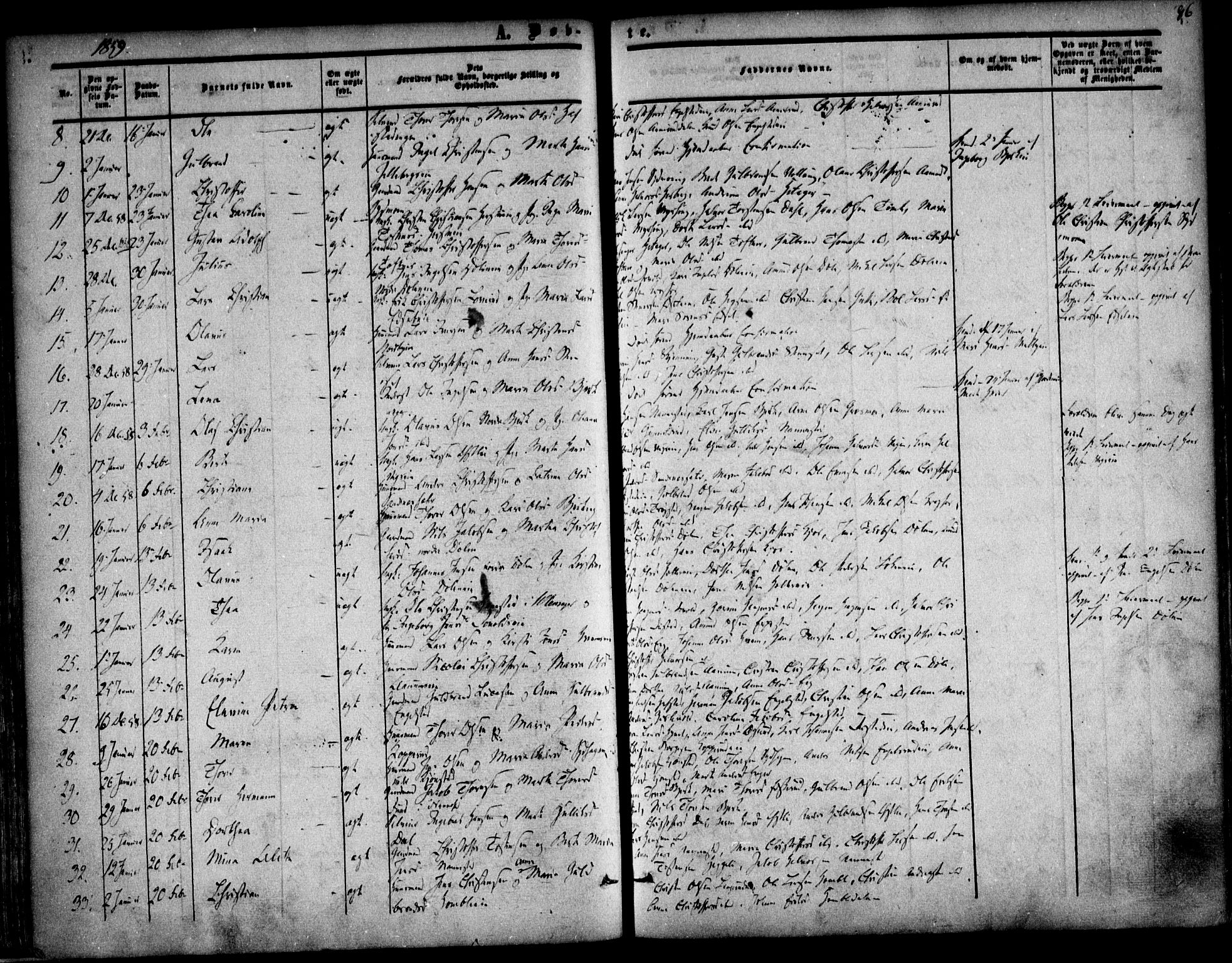 Nannestad prestekontor Kirkebøker, AV/SAO-A-10414a/F/Fa/L0011: Parish register (official) no. I 11, 1850-1859, p. 86