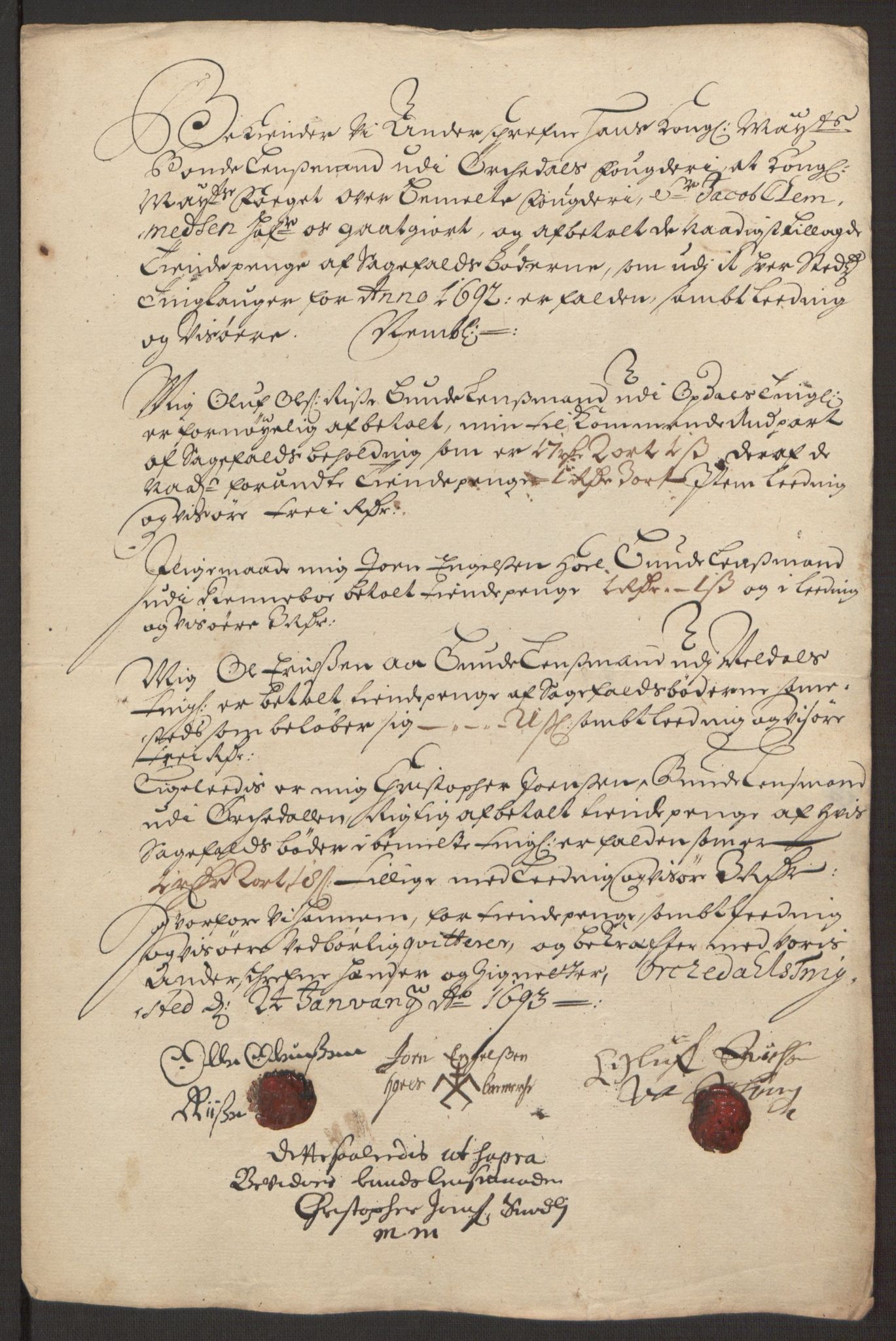 Rentekammeret inntil 1814, Reviderte regnskaper, Fogderegnskap, AV/RA-EA-4092/R58/L3937: Fogderegnskap Orkdal, 1691-1692, p. 369