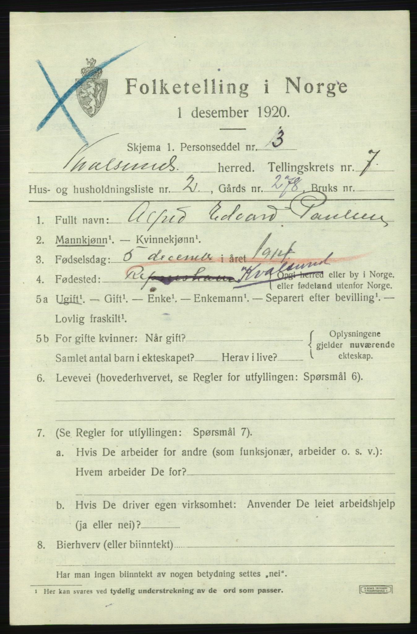 SATØ, 1920 census for , 1920, p. 2140