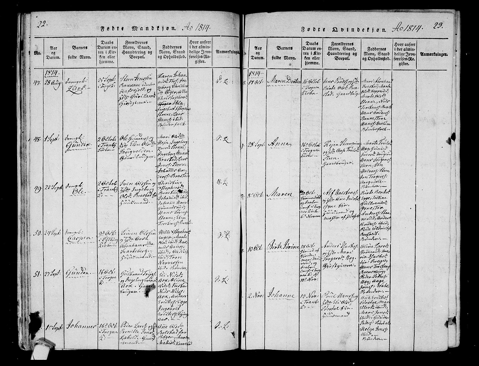 Lier kirkebøker, AV/SAKO-A-230/F/Fa/L0008: Parish register (official) no. I 8, 1813-1825, p. 22-23