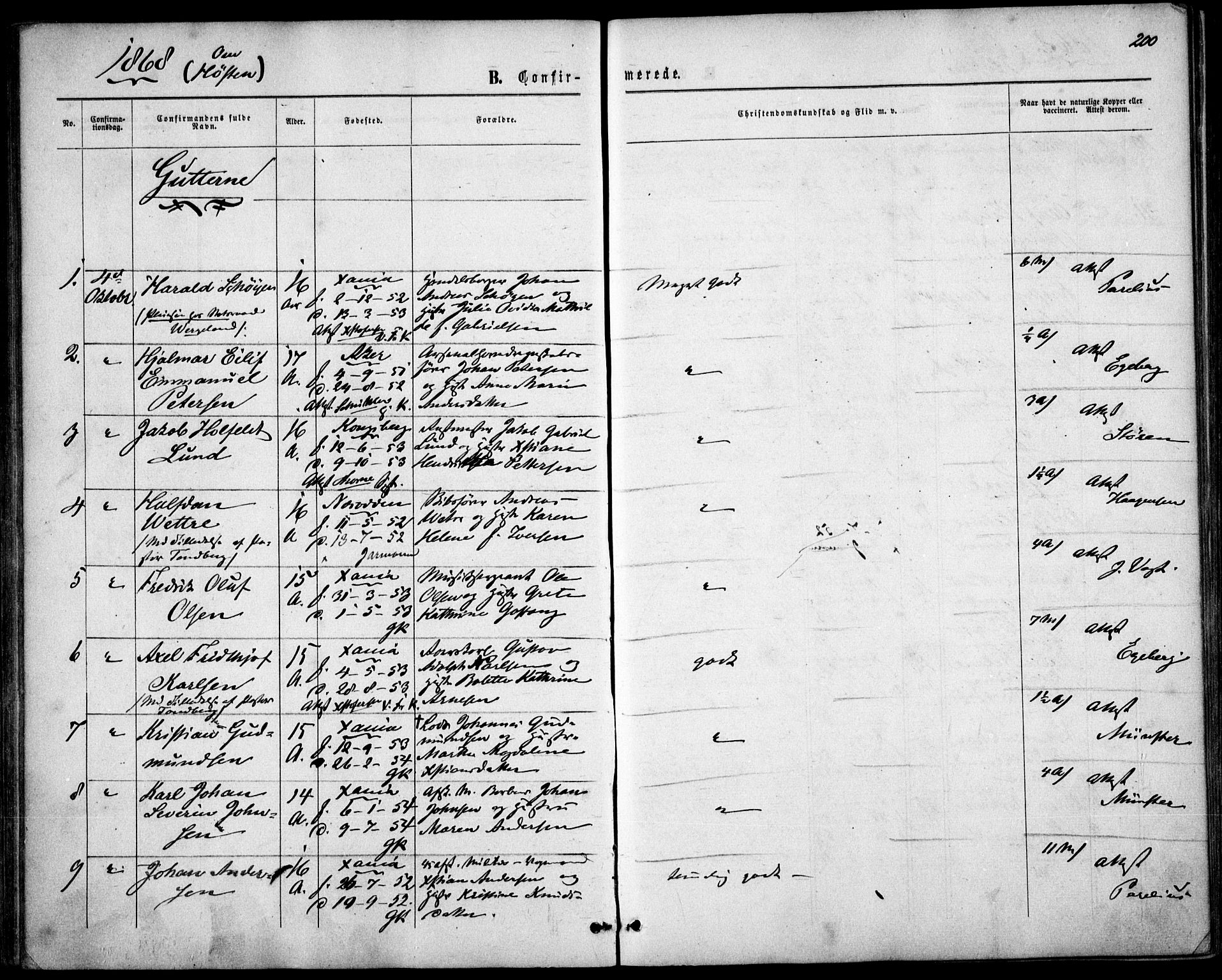 Garnisonsmenigheten Kirkebøker, AV/SAO-A-10846/F/Fa/L0010: Parish register (official) no. 10, 1859-1869, p. 200