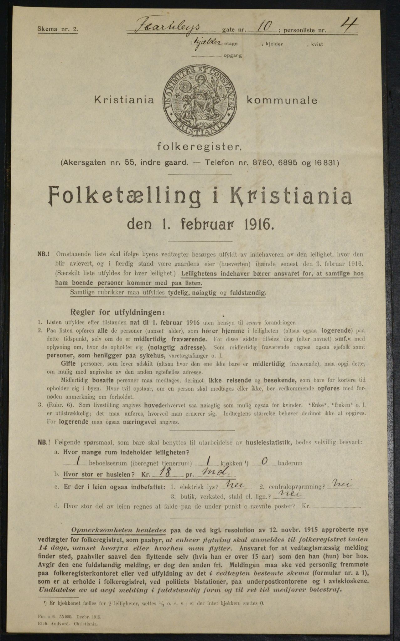 OBA, Municipal Census 1916 for Kristiania, 1916, p. 24355