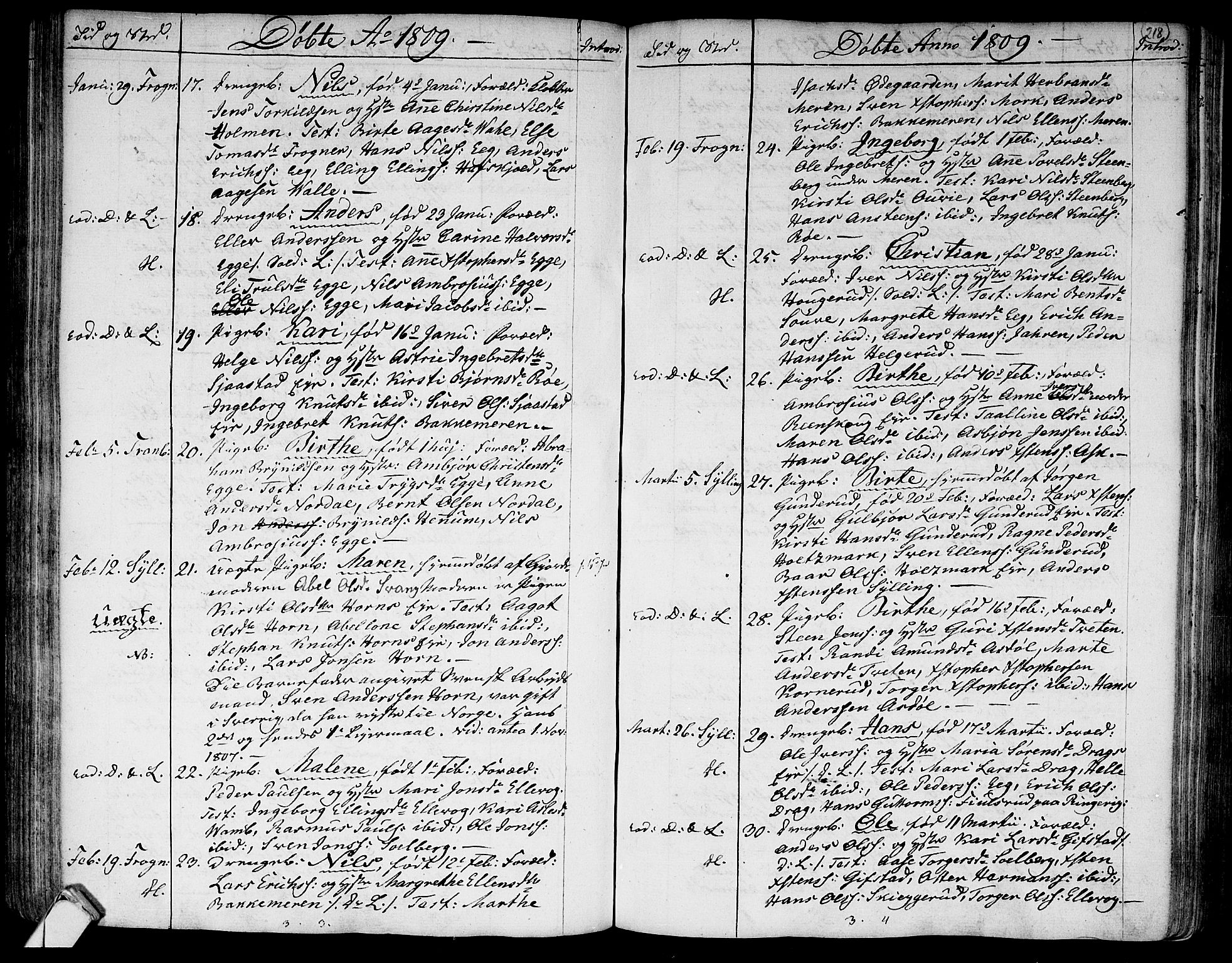 Lier kirkebøker, SAKO/A-230/F/Fa/L0007: Parish register (official) no. I 7, 1794-1813, p. 218