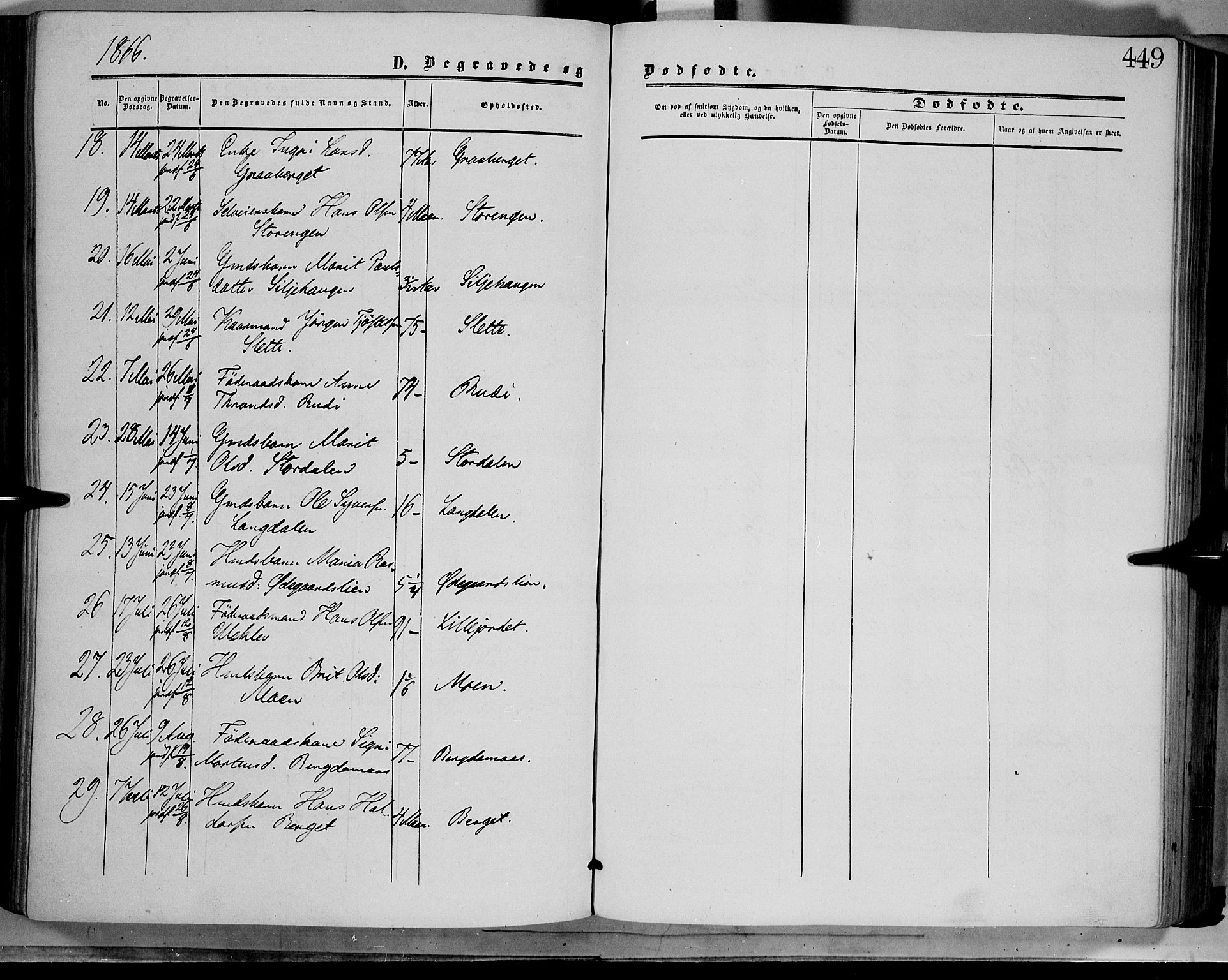 Dovre prestekontor, SAH/PREST-066/H/Ha/Haa/L0001: Parish register (official) no. 1, 1854-1878, p. 449