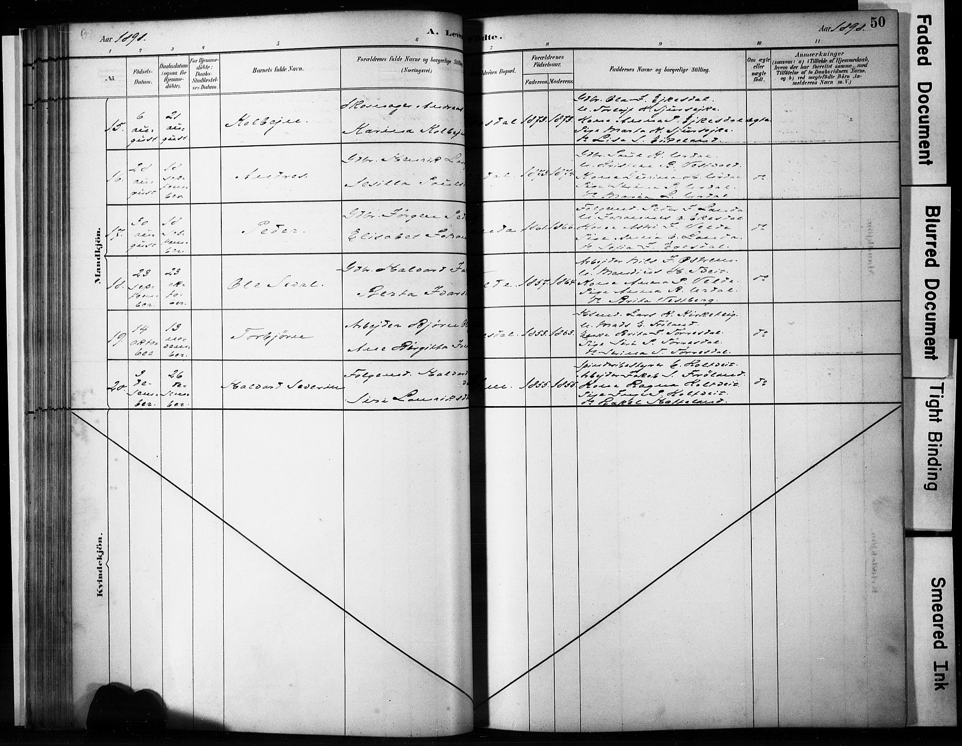 Skjold sokneprestkontor, AV/SAST-A-101847/H/Ha/Haa/L0009: Parish register (official) no. A 9, 1882-1898, p. 50