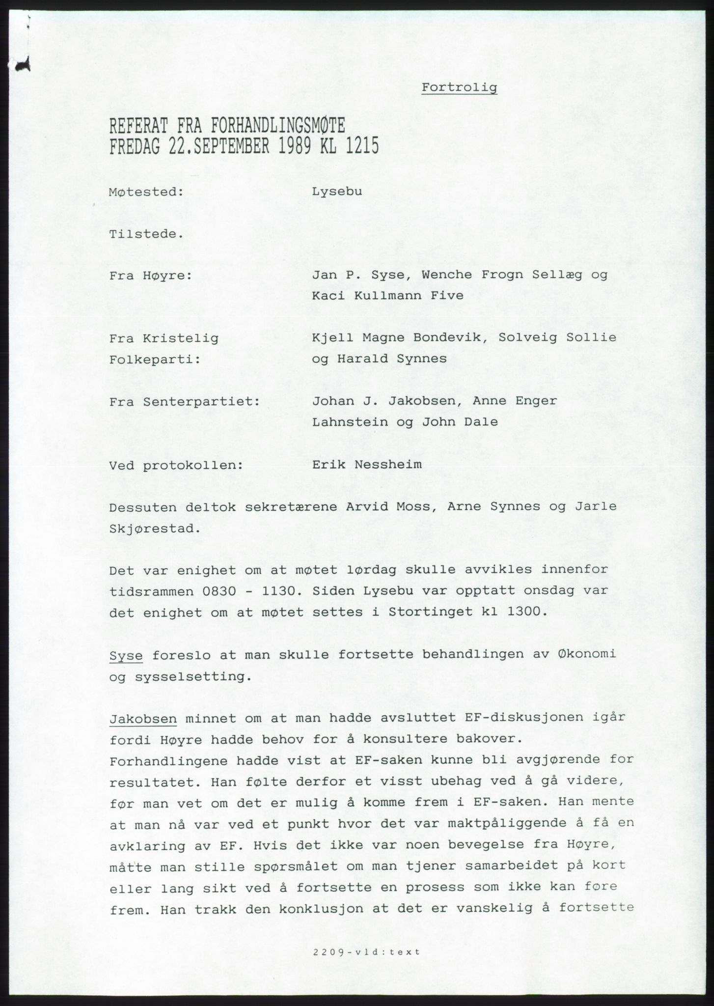 Forhandlingsmøtene 1989 mellom Høyre, KrF og Senterpartiet om dannelse av regjering, AV/RA-PA-0697/A/L0001: Forhandlingsprotokoll med vedlegg, 1989, p. 172