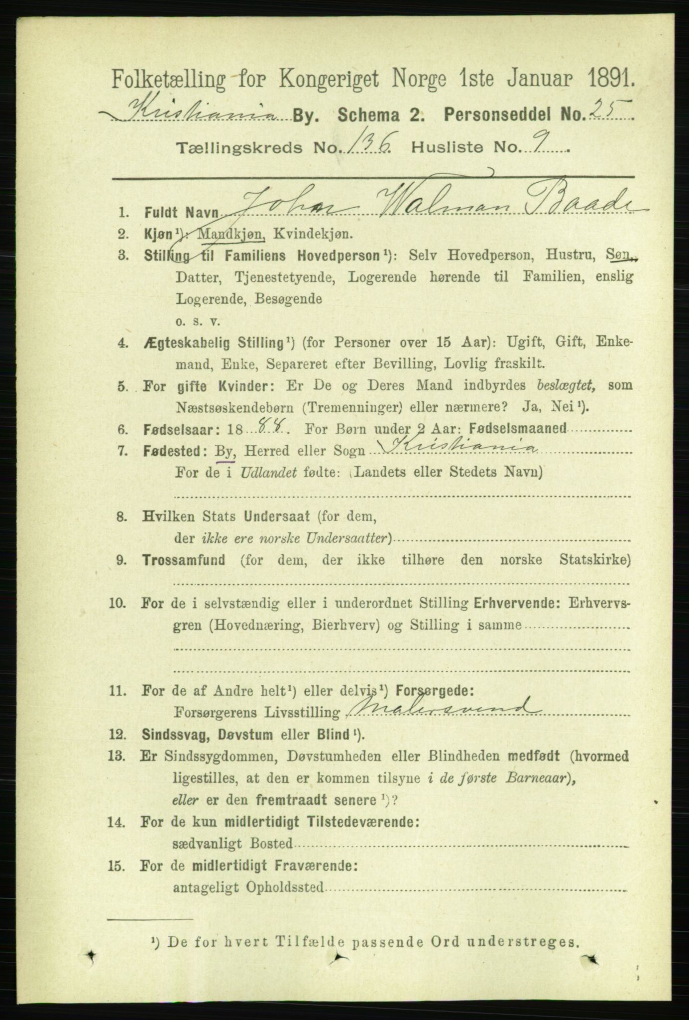 RA, 1891 census for 0301 Kristiania, 1891, p. 75495