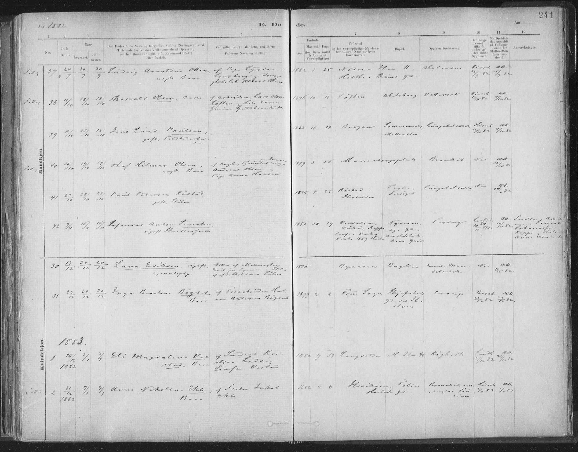 Ministerialprotokoller, klokkerbøker og fødselsregistre - Sør-Trøndelag, SAT/A-1456/603/L0162: Parish register (official) no. 603A01, 1879-1895, p. 241