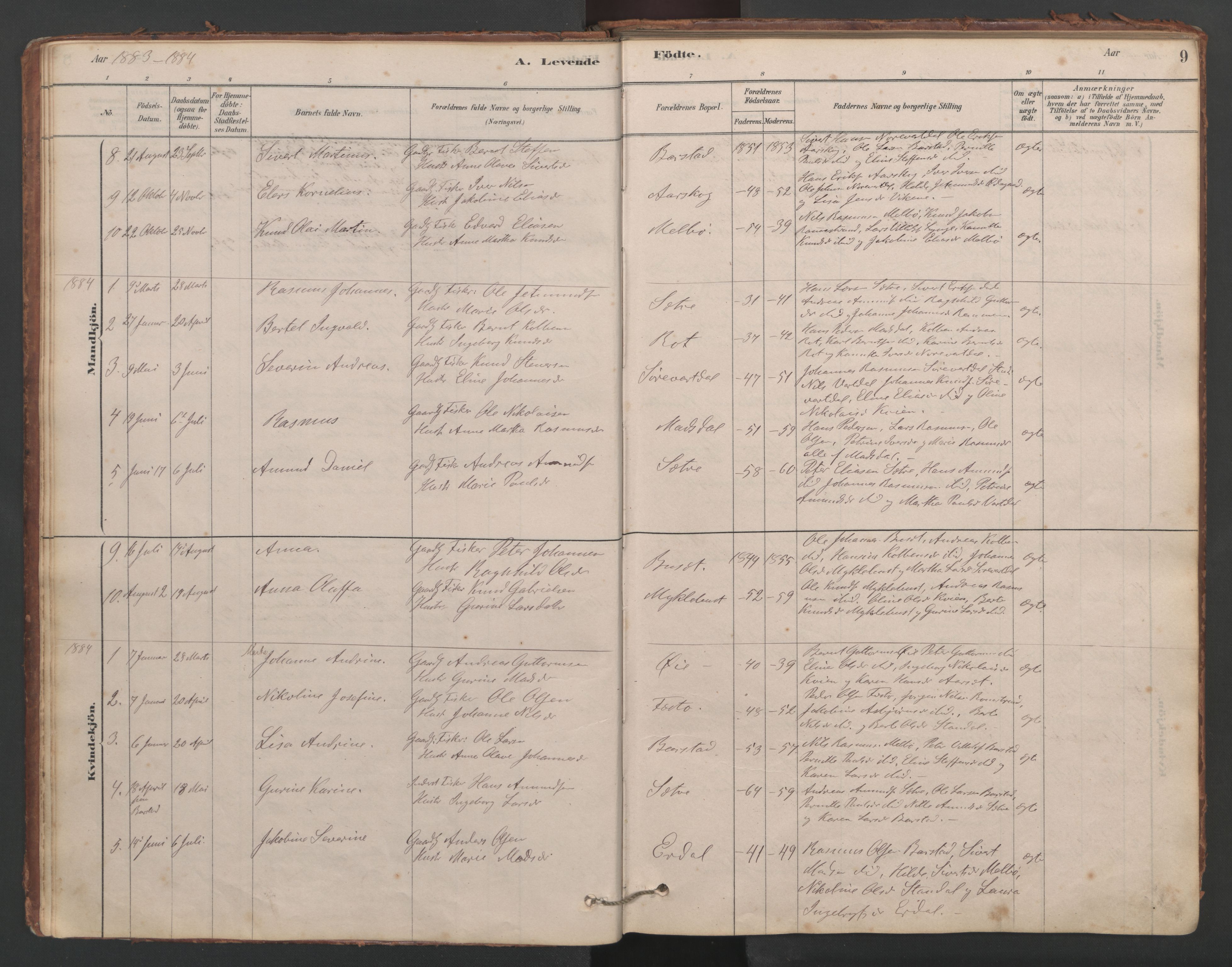 Ministerialprotokoller, klokkerbøker og fødselsregistre - Møre og Romsdal, SAT/A-1454/514/L0201: Parish register (copy) no. 514C01, 1878-1919, p. 9