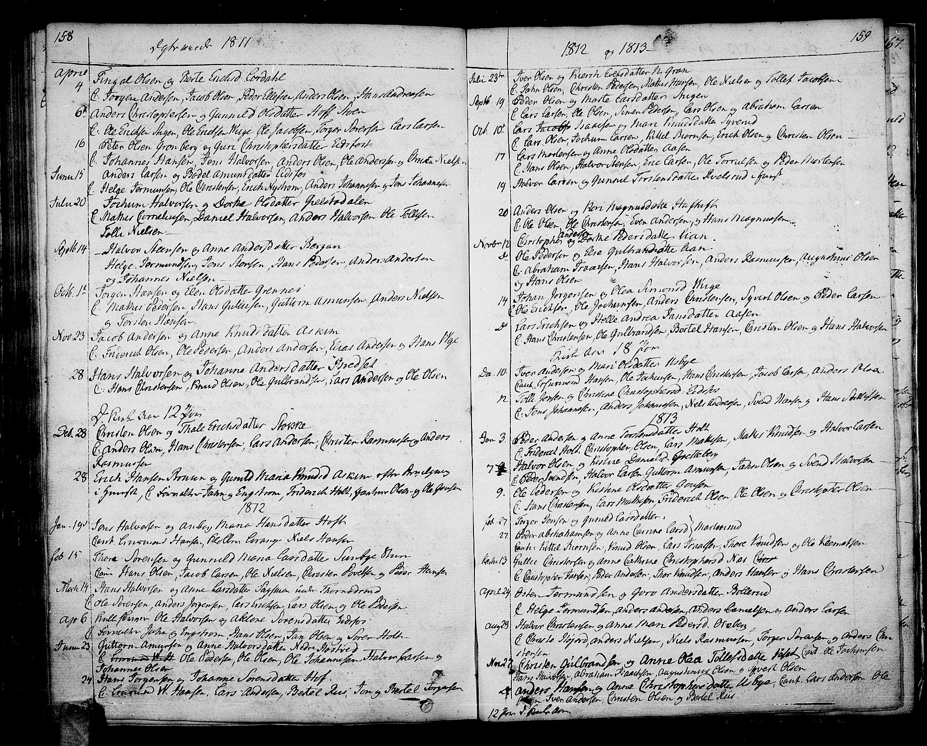 Hof kirkebøker, AV/SAKO-A-64/F/Fa/L0003: Parish register (official) no. I 3, 1782-1814, p. 158-159