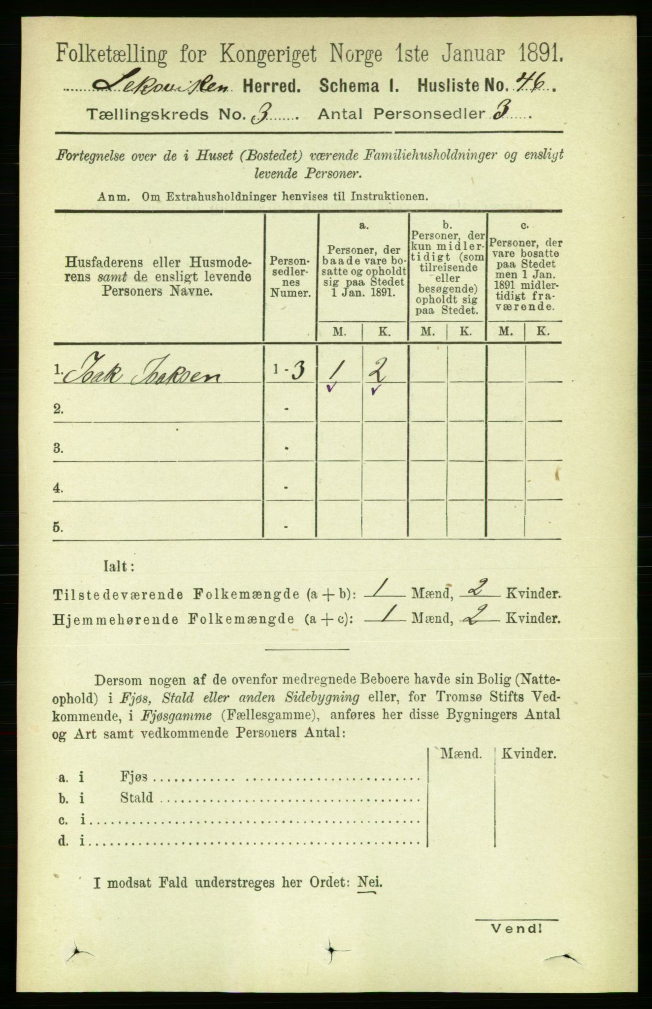 RA, 1891 census for 1718 Leksvik, 1891, p. 1137