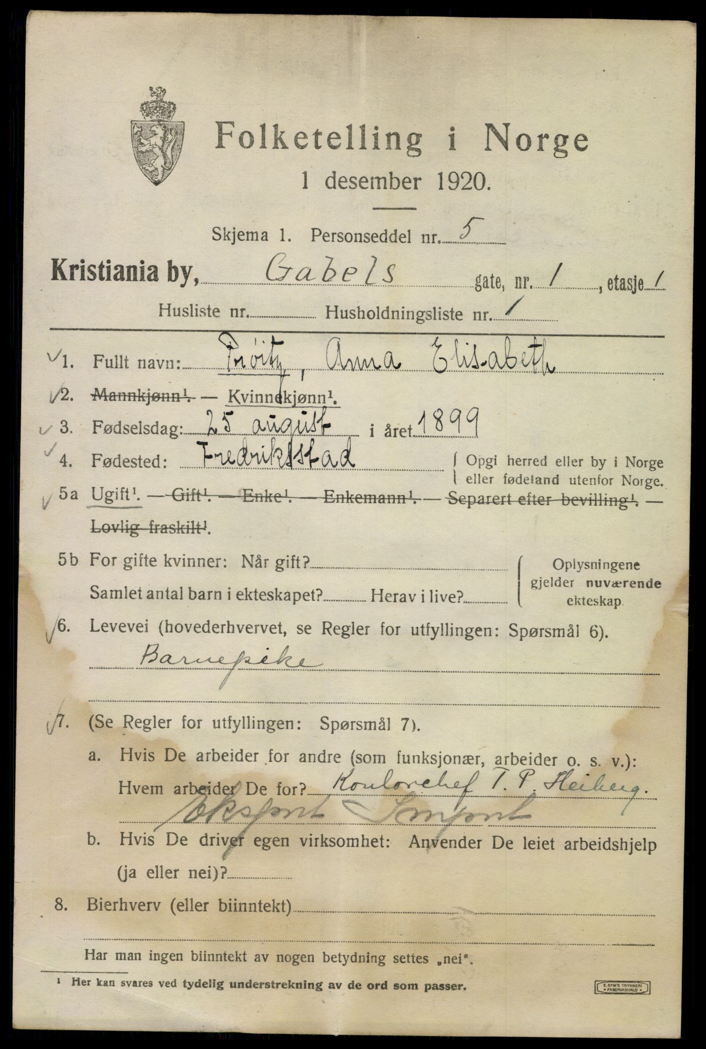 SAO, 1920 census for Kristiania, 1920, p. 245675