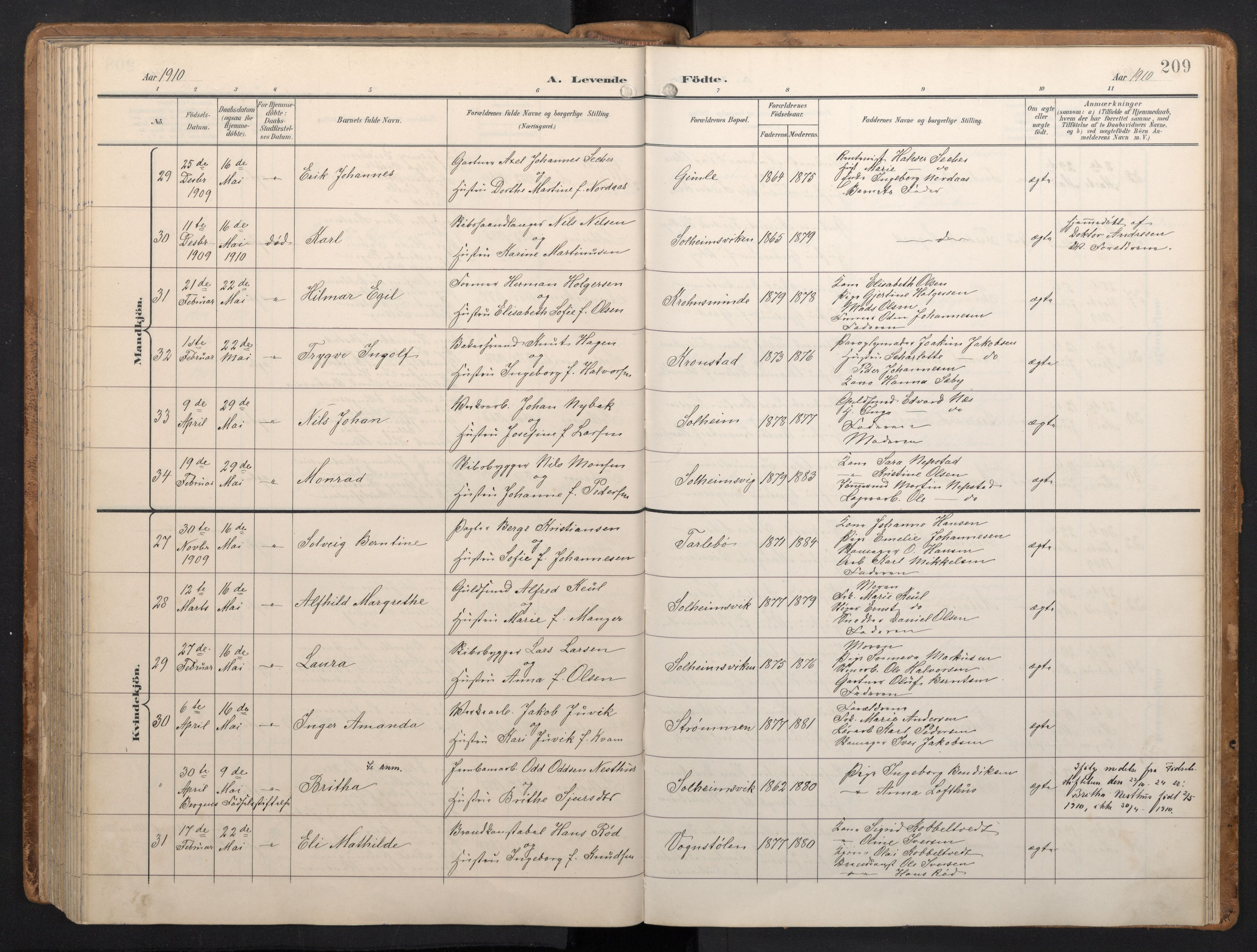 Årstad Sokneprestembete, AV/SAB-A-79301/H/Hab/L0002: Parish register (copy) no. A 2, 1896-1912, p. 208b-209a