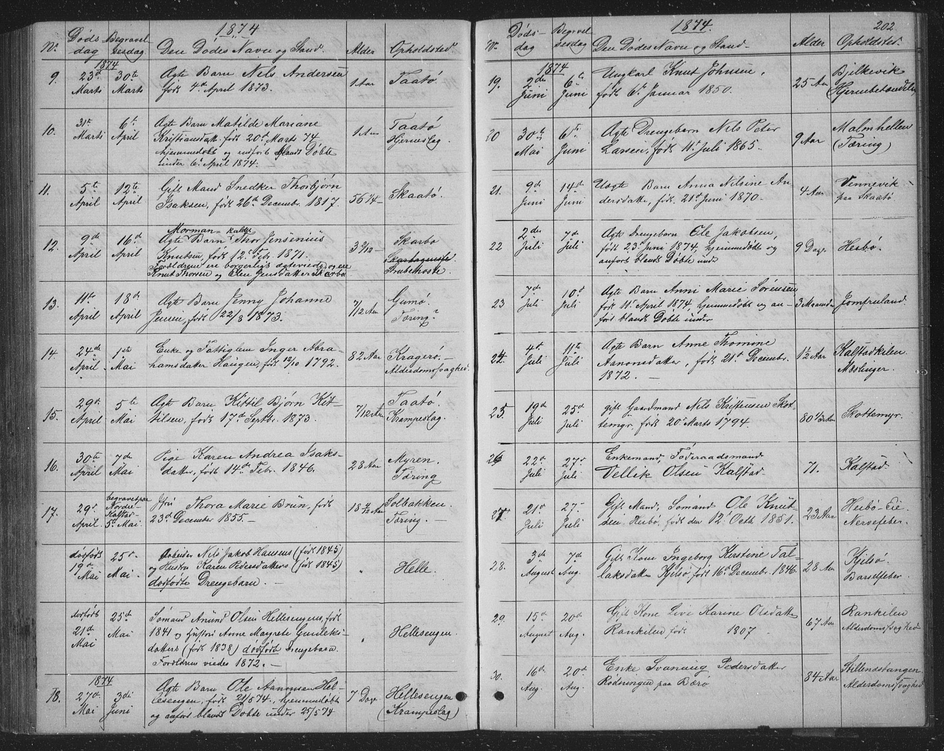 Skåtøy kirkebøker, SAKO/A-304/G/Ga/L0002: Parish register (copy) no. I 2, 1872-1884, p. 202