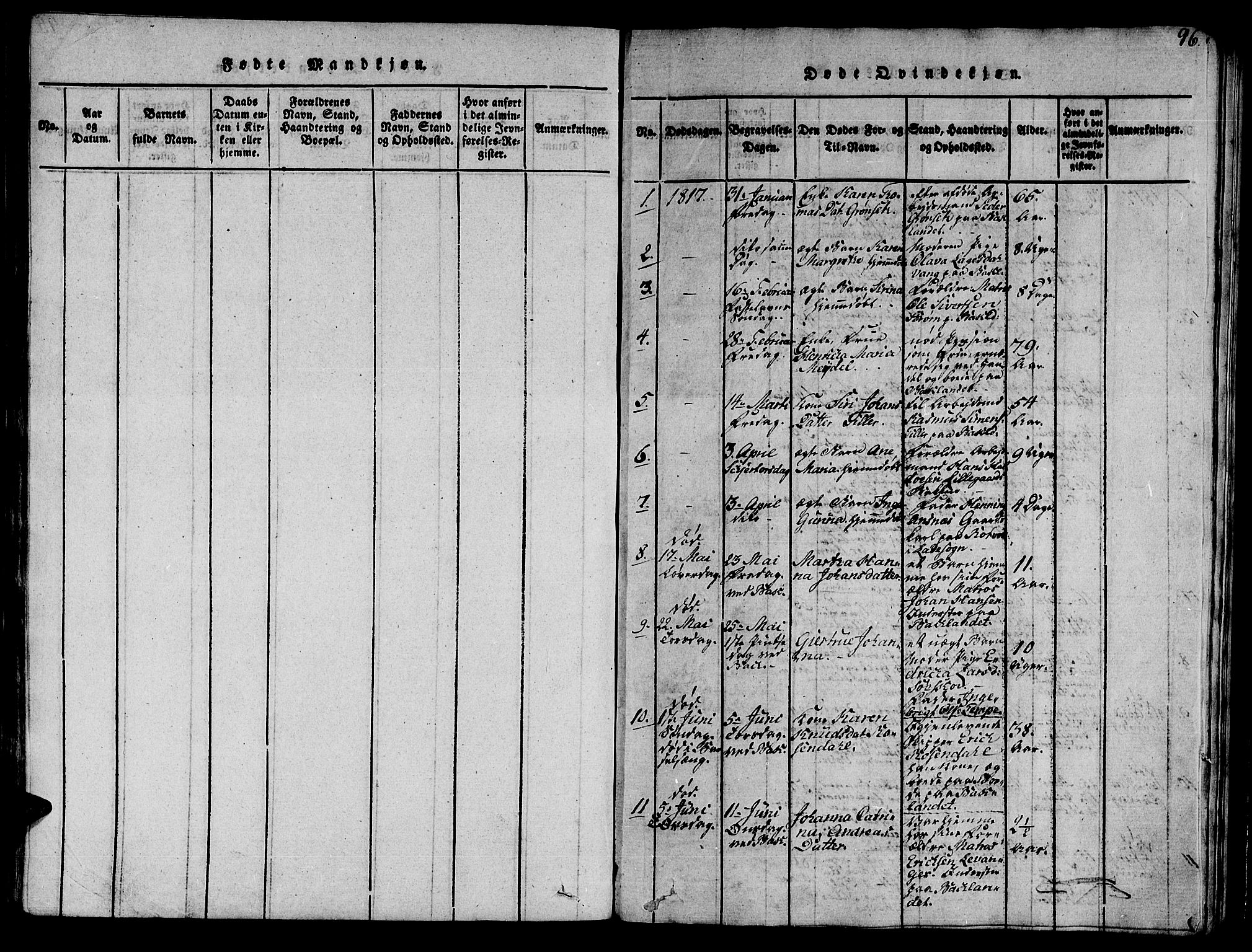 Ministerialprotokoller, klokkerbøker og fødselsregistre - Sør-Trøndelag, SAT/A-1456/606/L0307: Parish register (copy) no. 606C03, 1817-1824, p. 96