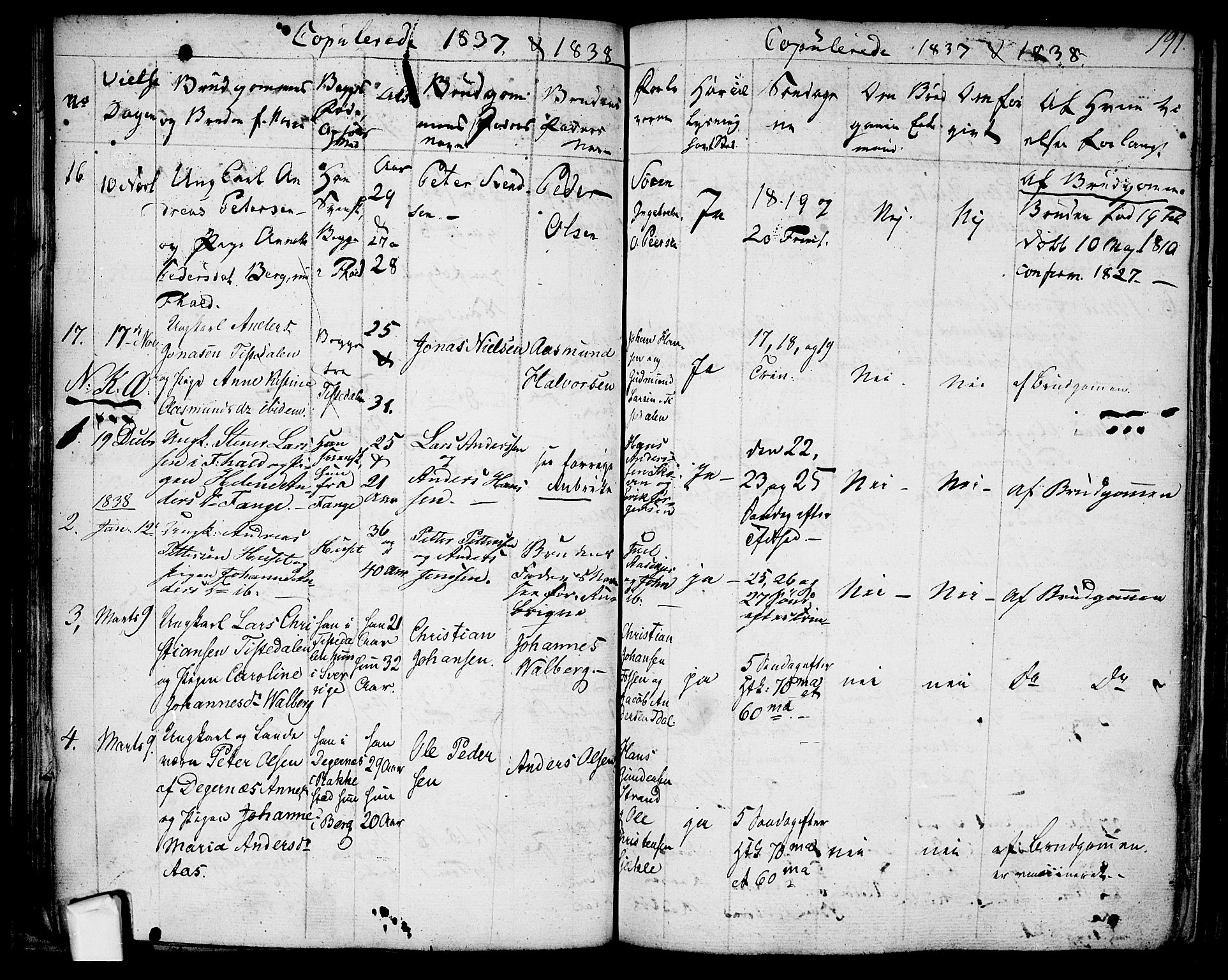 Berg prestekontor Kirkebøker, AV/SAO-A-10902/F/Fa/L0003: Parish register (official) no. I 3, 1832-1842, p. 191