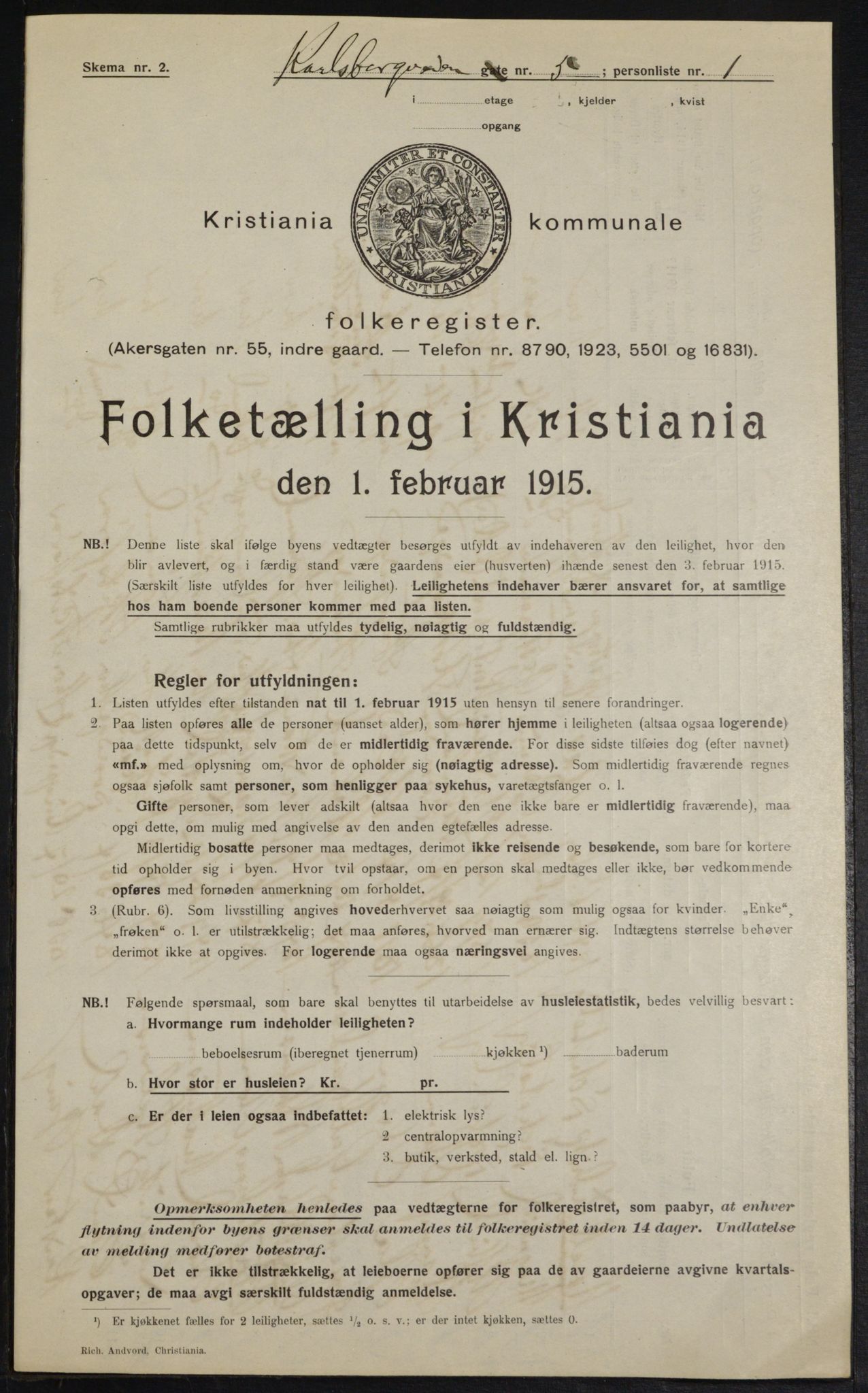 OBA, Municipal Census 1915 for Kristiania, 1915, p. 48459