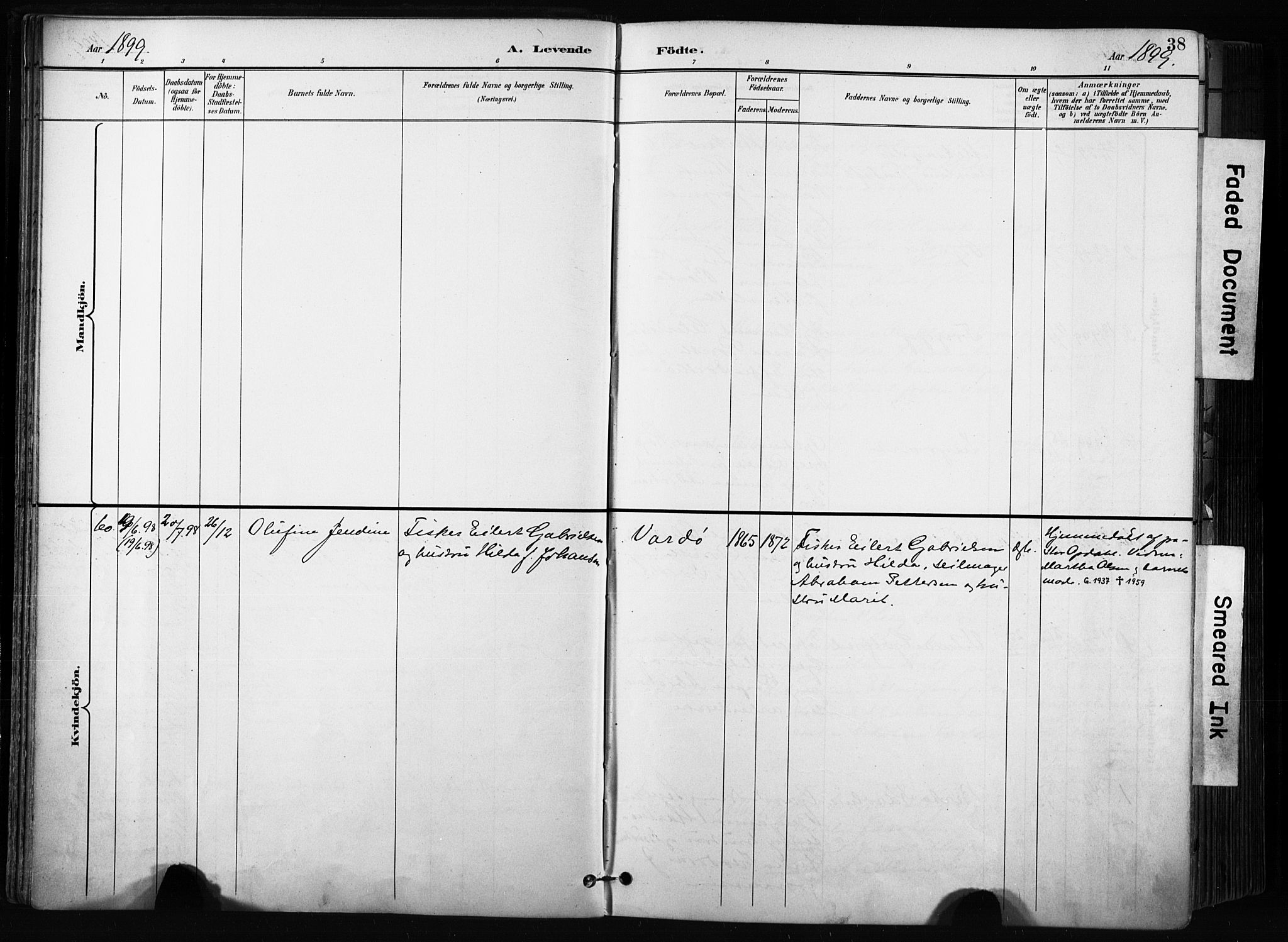 Vardø sokneprestkontor, SATØ/S-1332/H/Ha/L0010kirke: Parish register (official) no. 10, 1895-1907, p. 38