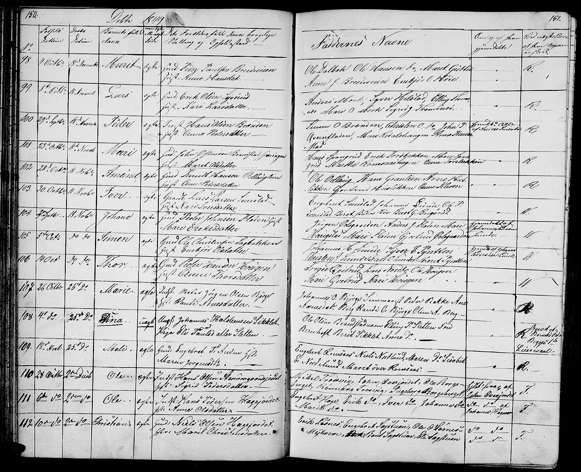 Ringebu prestekontor, SAH/PREST-082/H/Ha/Hab/L0002: Parish register (copy) no. 2, 1839-1853, p. 150-151