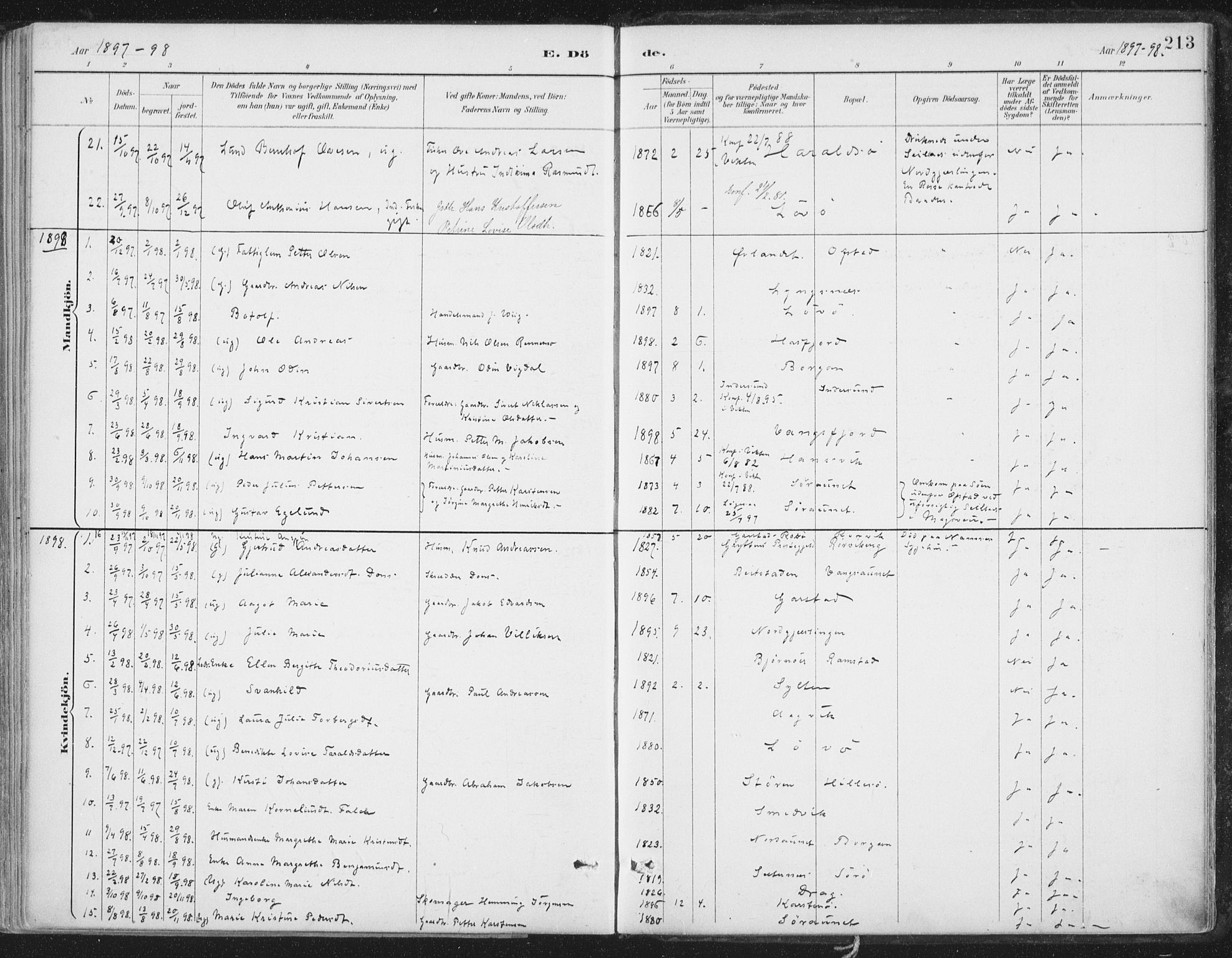 Ministerialprotokoller, klokkerbøker og fødselsregistre - Nord-Trøndelag, SAT/A-1458/786/L0687: Parish register (official) no. 786A03, 1888-1898, p. 213