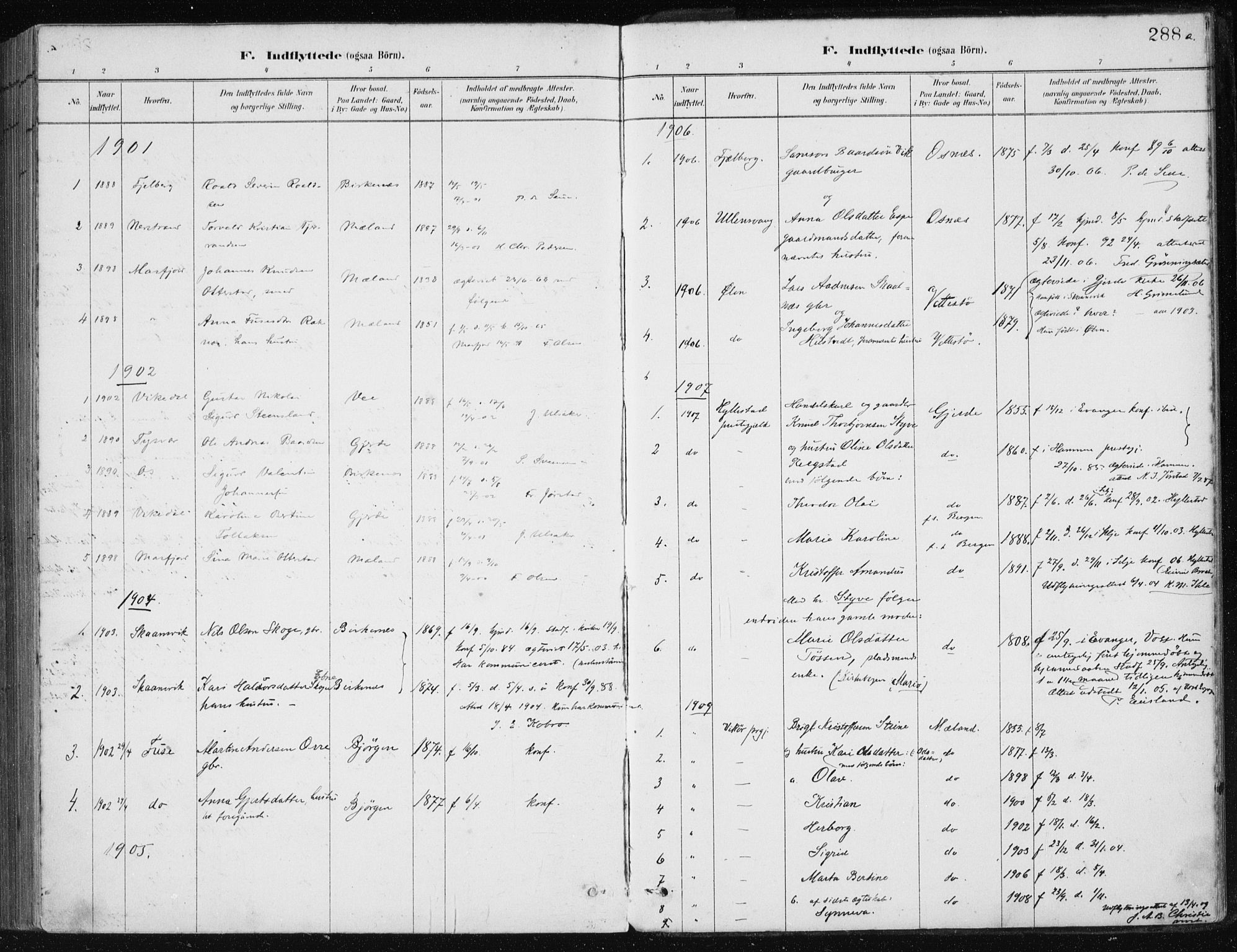 Etne sokneprestembete, SAB/A-75001/H/Haa: Parish register (official) no. C  1, 1879-1919, p. 288