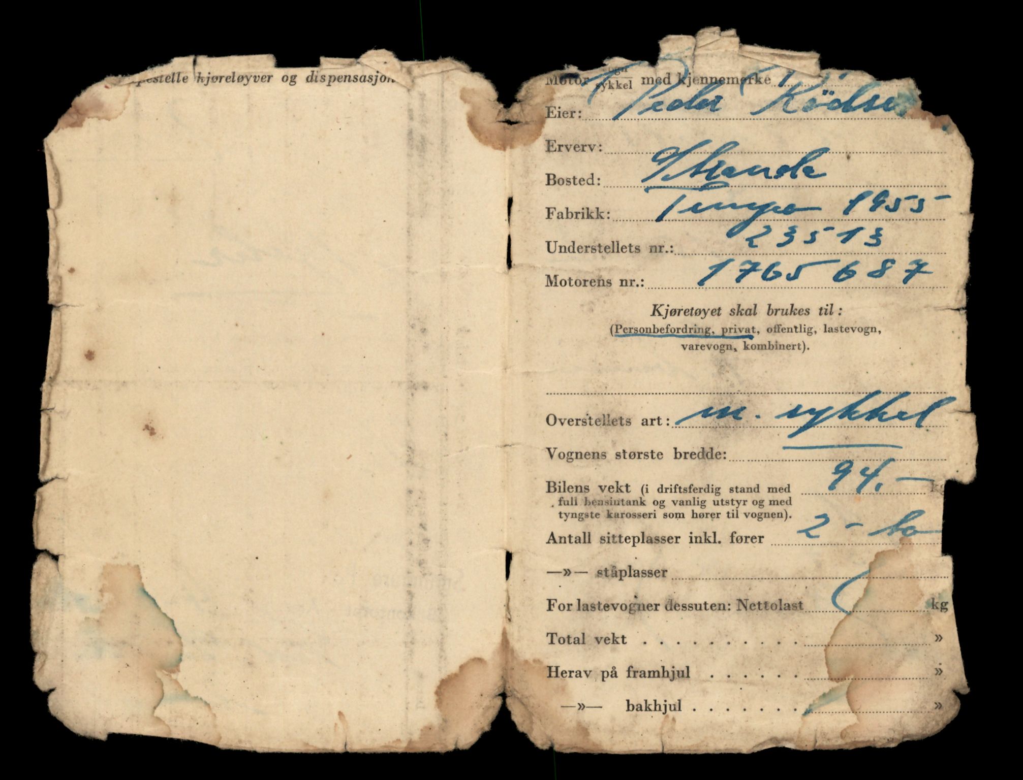 Møre og Romsdal vegkontor - Ålesund trafikkstasjon, AV/SAT-A-4099/F/Fe/L0039: Registreringskort for kjøretøy T 13361 - T 13530, 1927-1998, p. 1223