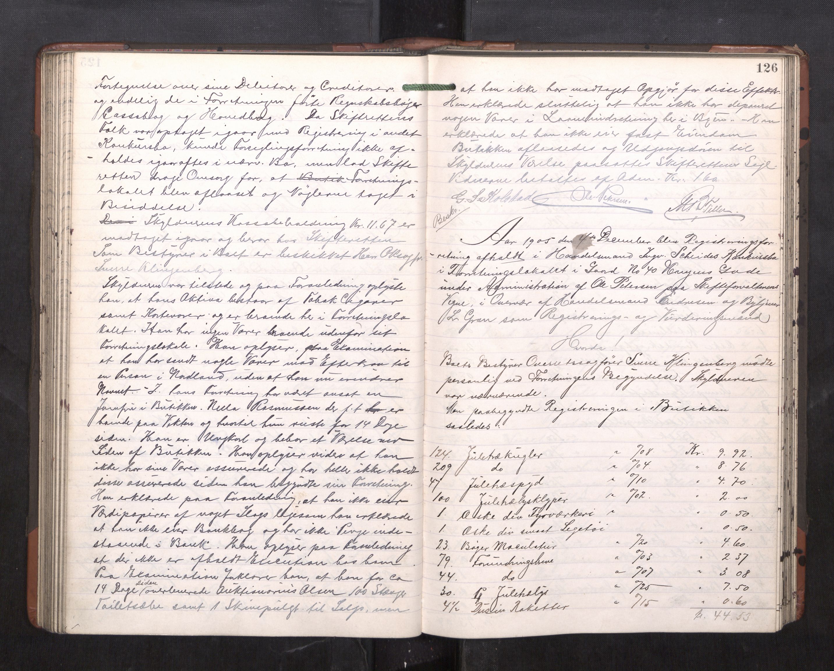 Trondheim byfogd, AV/SAT-A-0003/1/3/3C/L0023: Skifteregistreringsprotokoll - 11/2-15/5. (u/ register), 1905-1907, p. 126